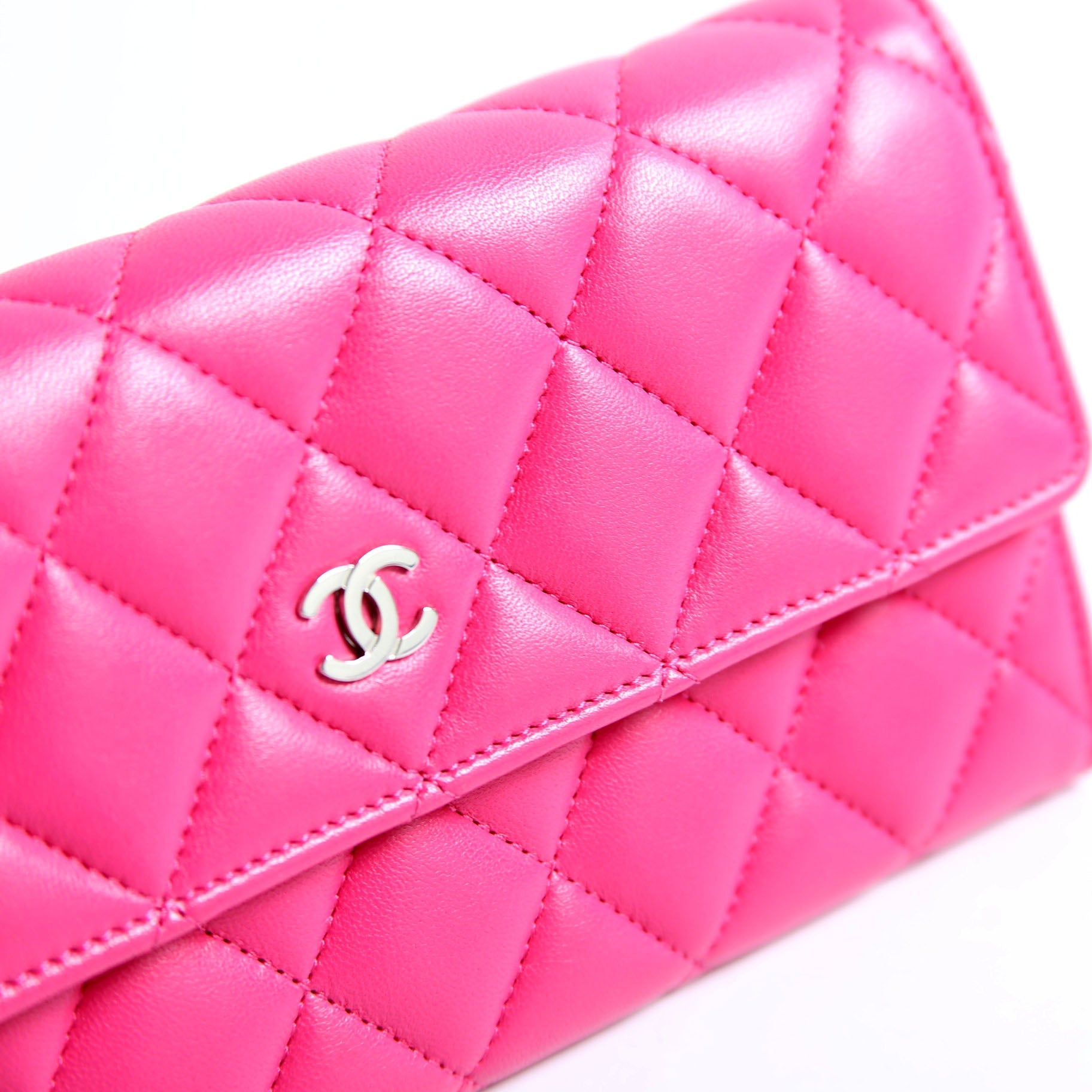 CC Flap Lambskin Long Wallet 19M Pink