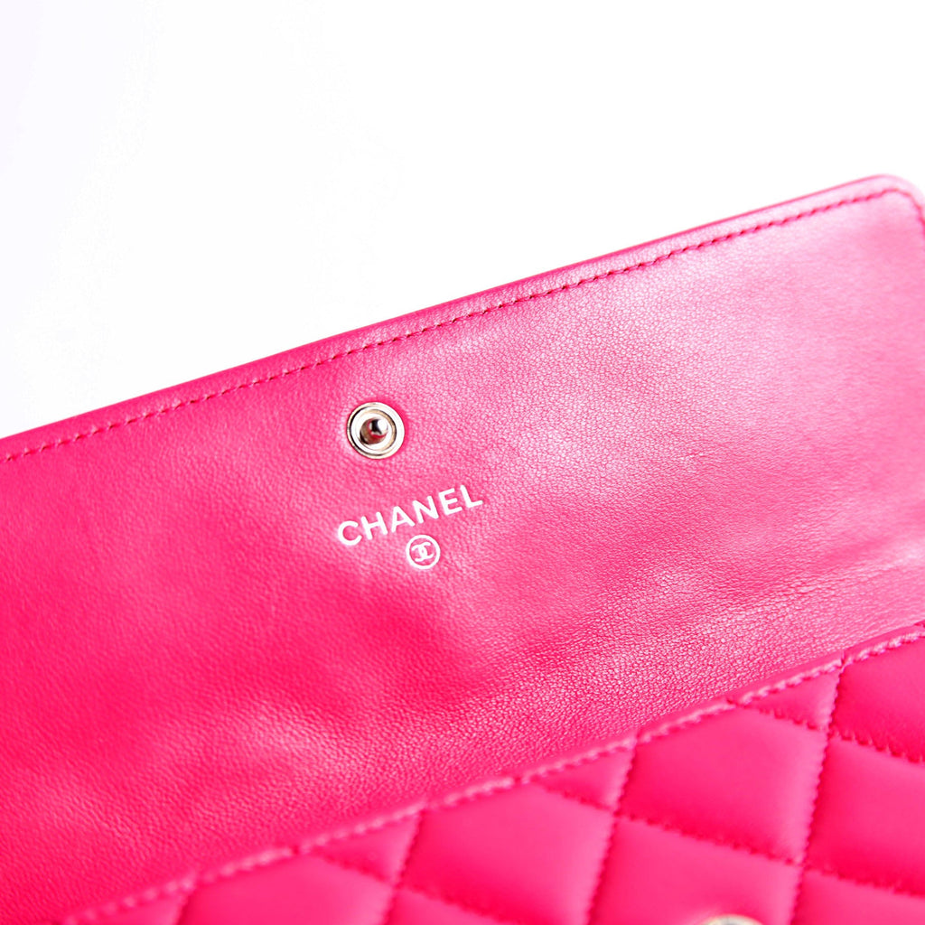 CC Flap Lambskin Long Wallet 19M Pink