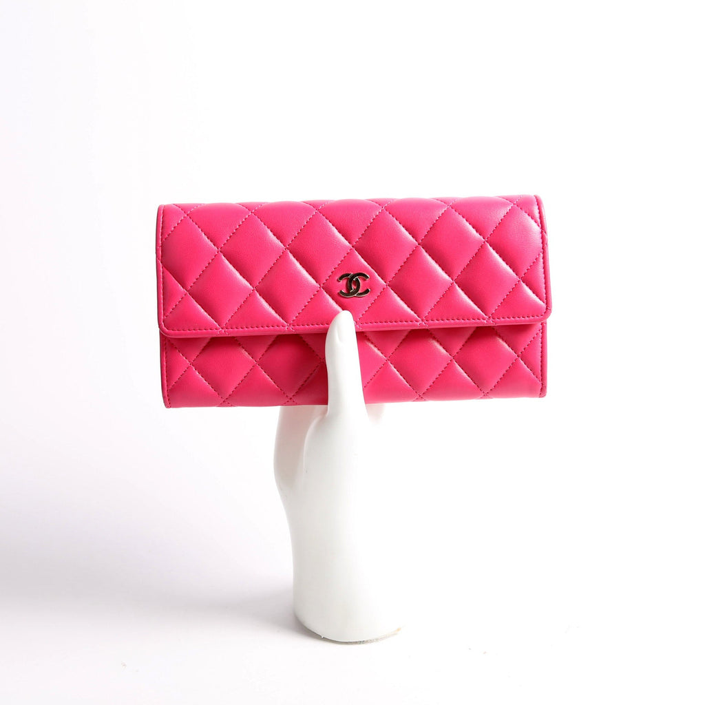 CC Flap Lambskin Long Wallet 19M Pink
