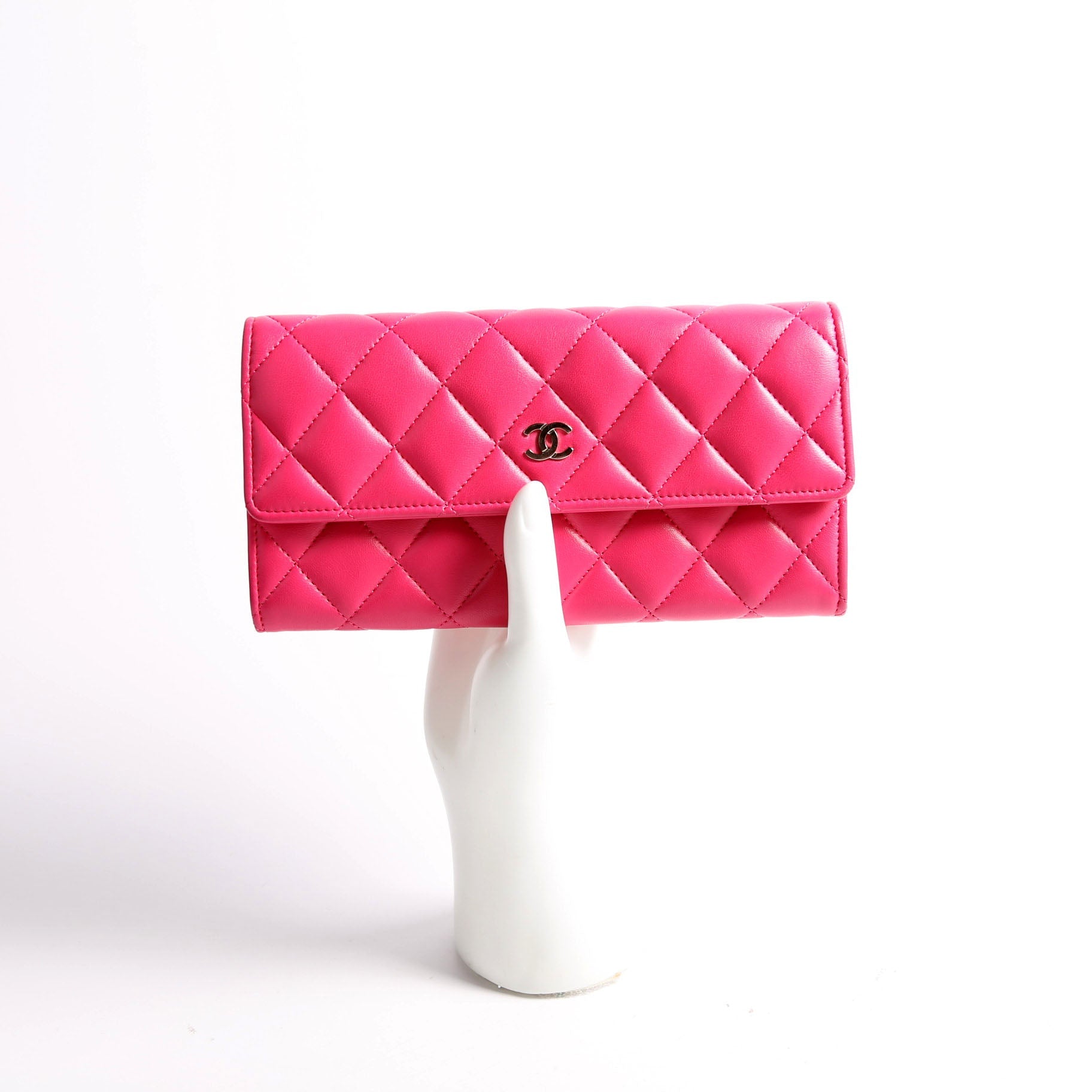 CC Flap Lambskin Long Wallet 19M Pink