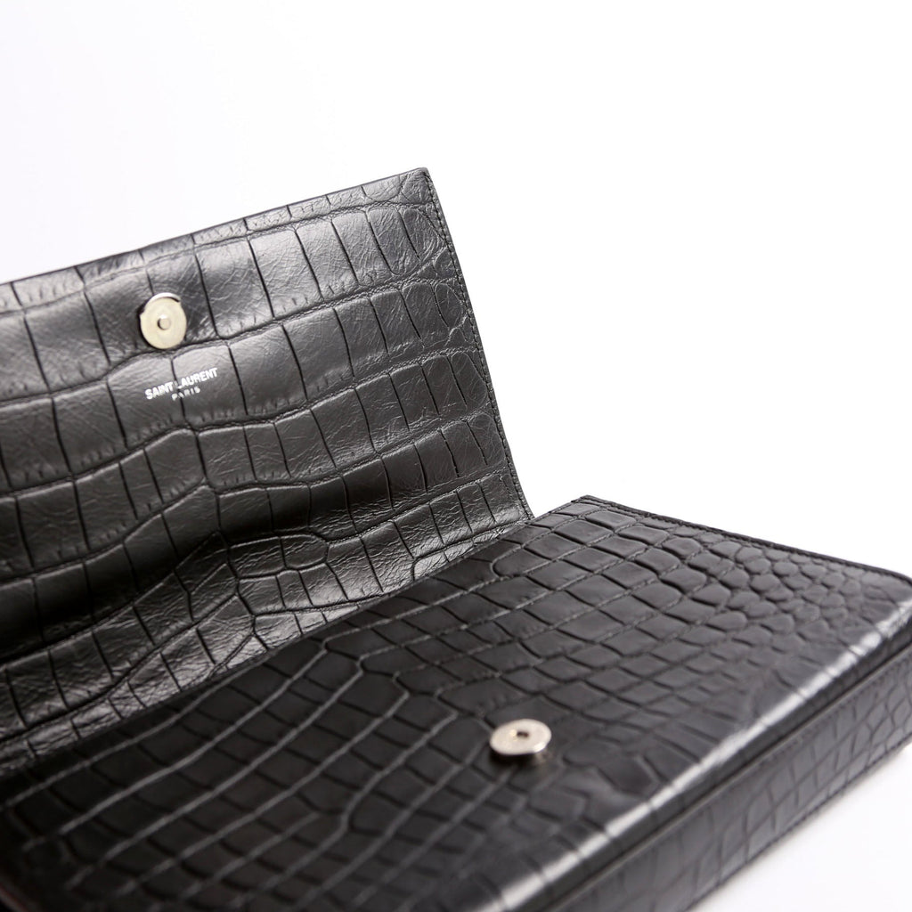 Kate Tassel Satchel Medium Crocodile Embossed 352119 Black