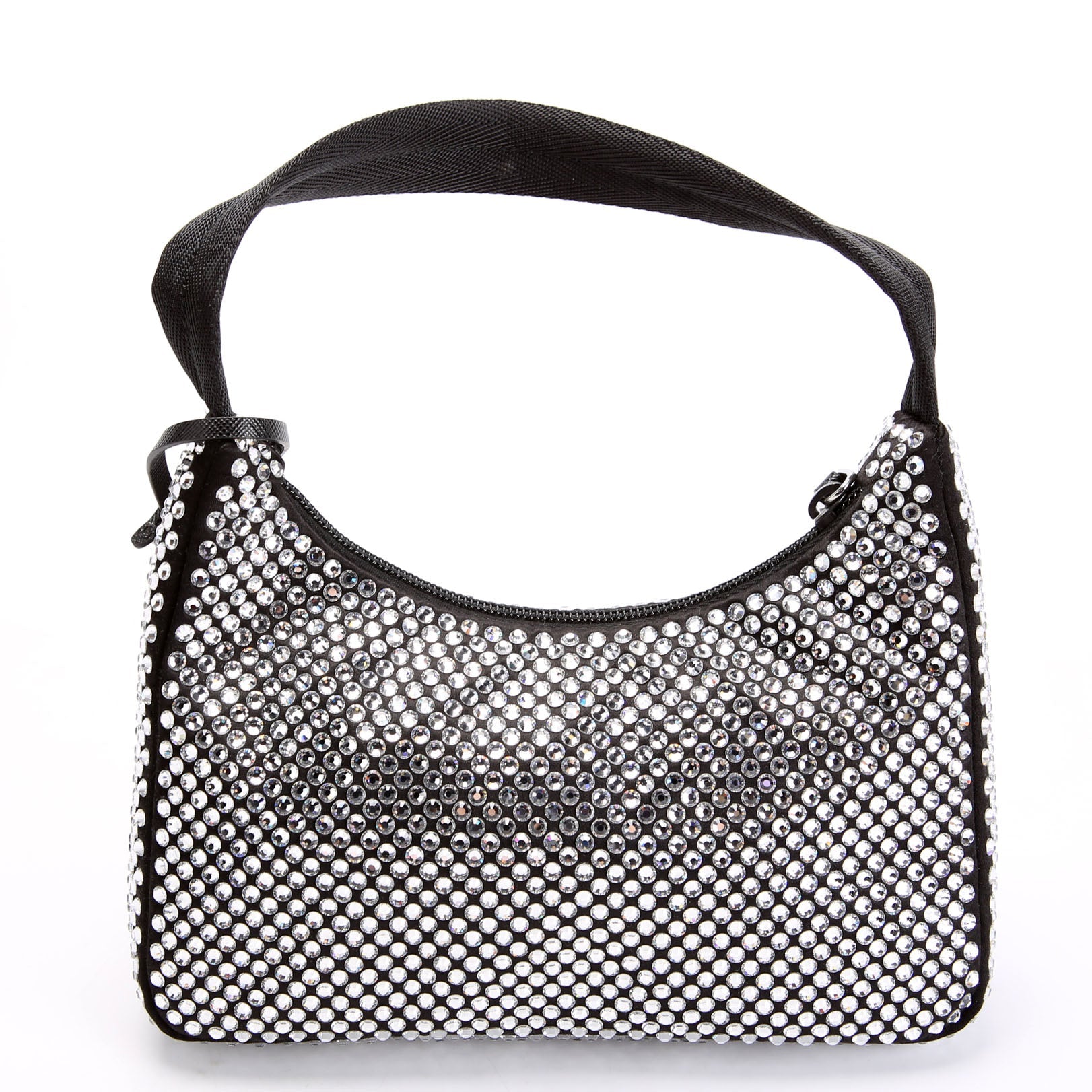 Prada Satin Crystal Re-Edition 2000 Mini Bag Black