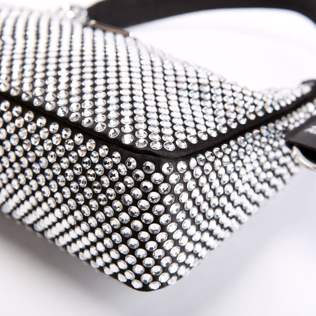 Prada Satin Crystal Re-Edition 2000 Mini Bag Black