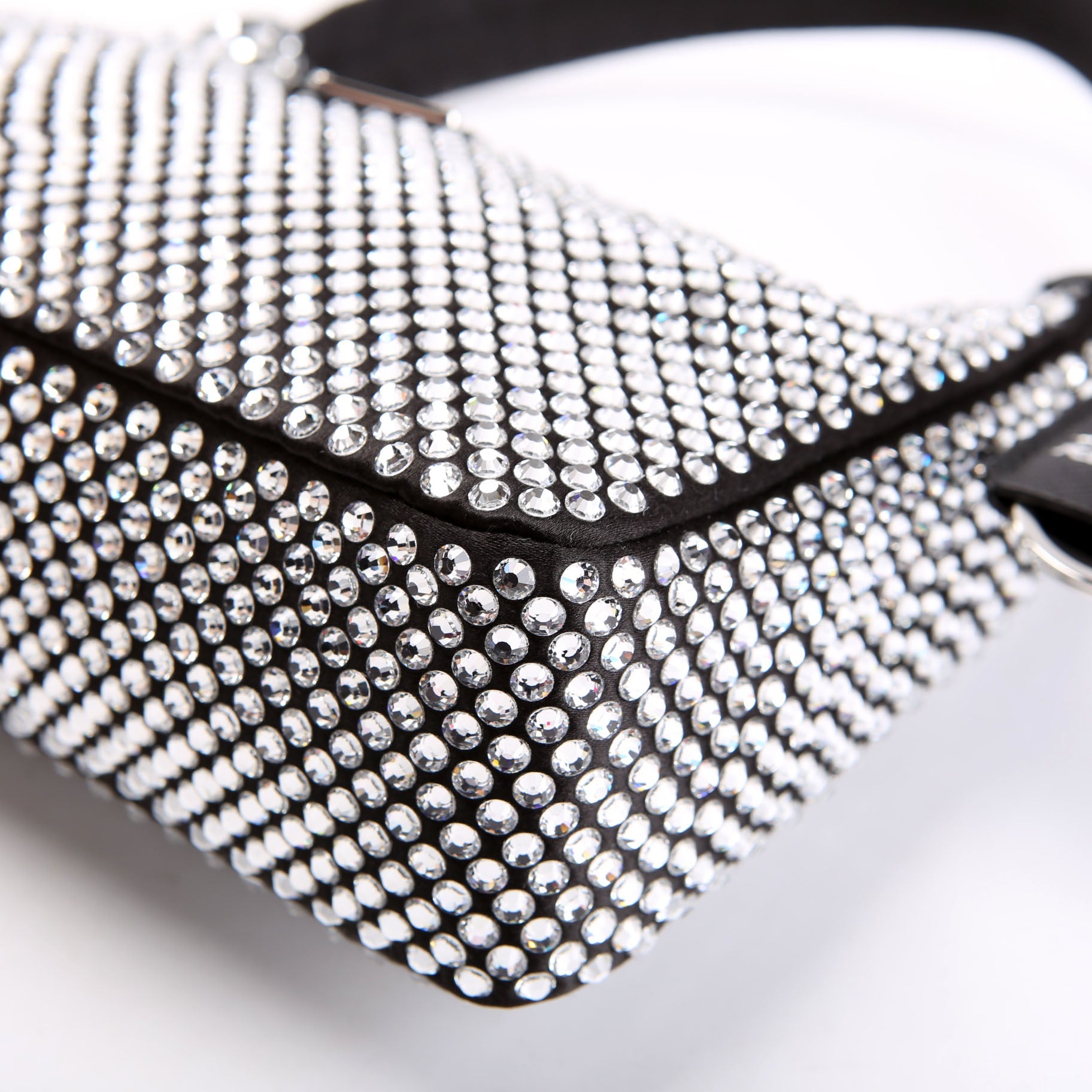 Prada Satin Crystal Re-Edition 2000 Mini Bag Black