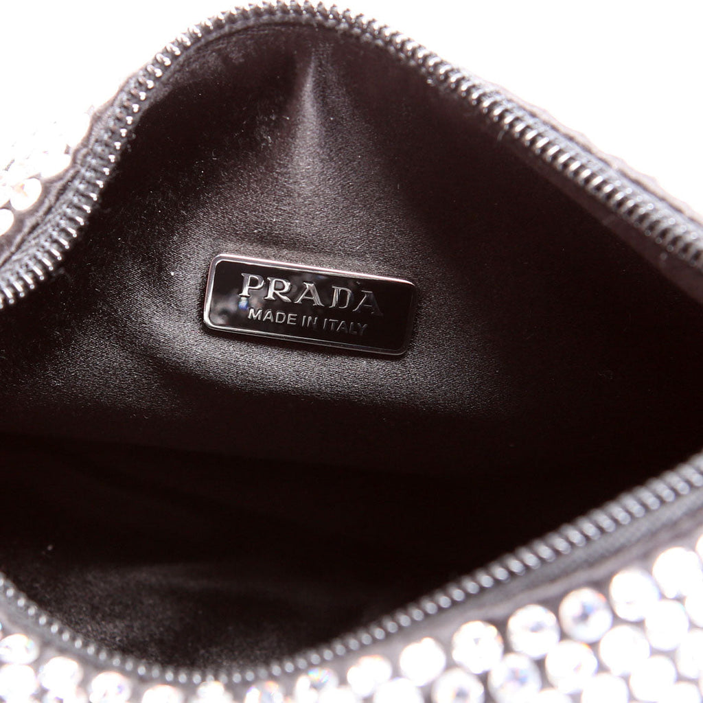 Prada Satin Crystal Re-Edition 2000 Mini Bag Black