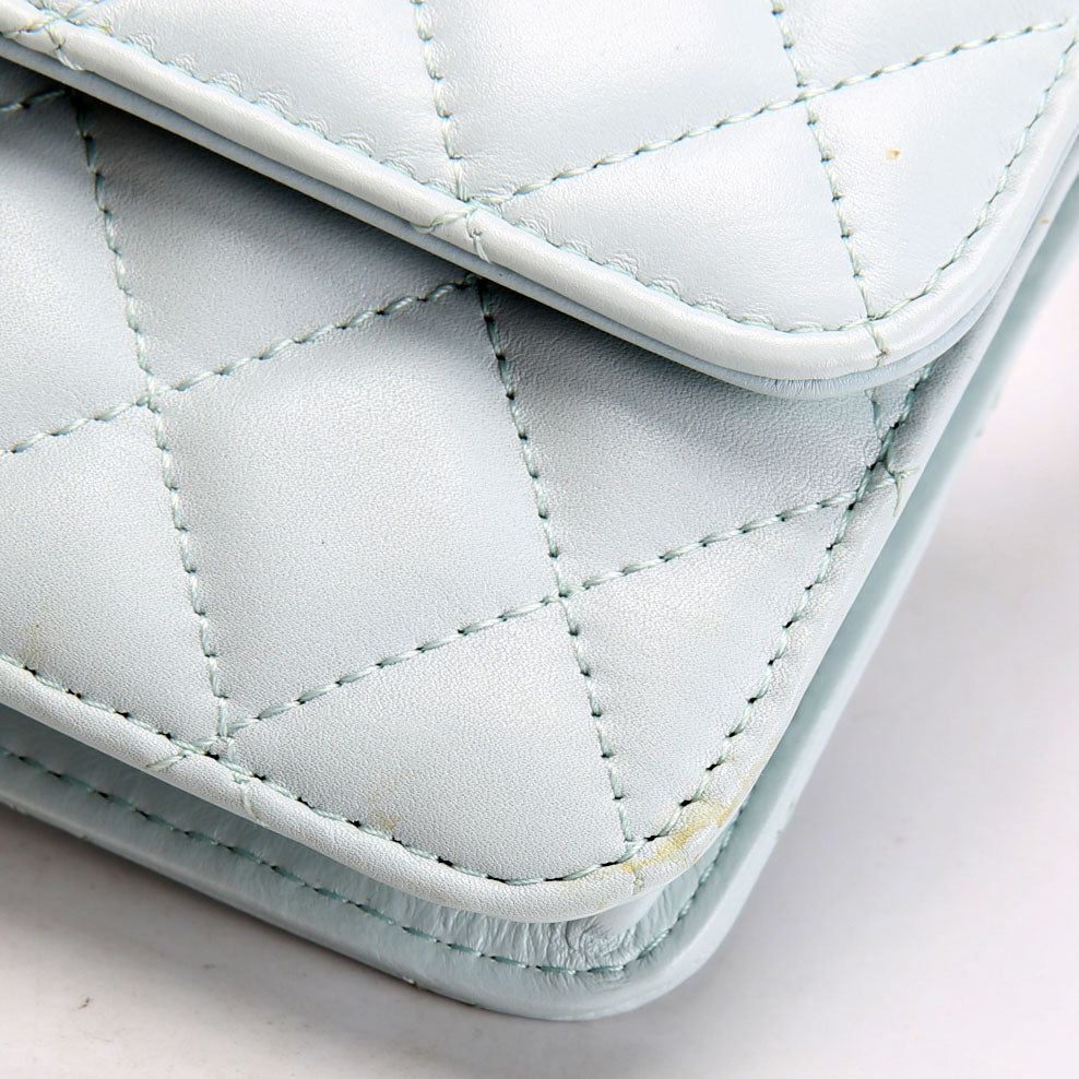 Maxi Pearls Compact Wallet Lambskin 31M Baby Blue