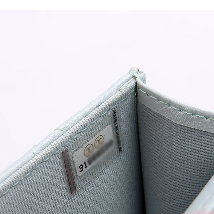 Maxi Pearls Compact Wallet Lambskin 31M Baby Blue