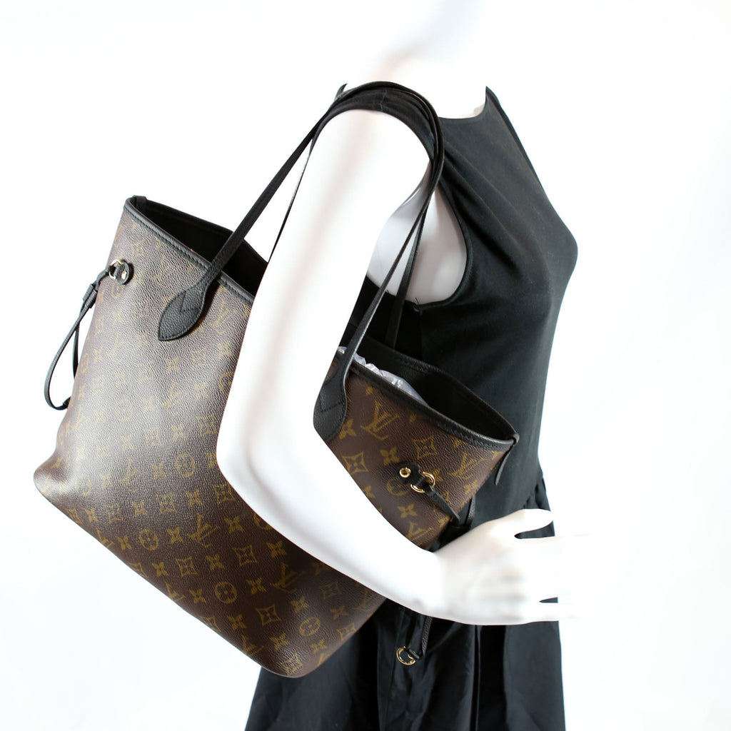 Neverfull MM Inside Out Leather/Monogram Black
