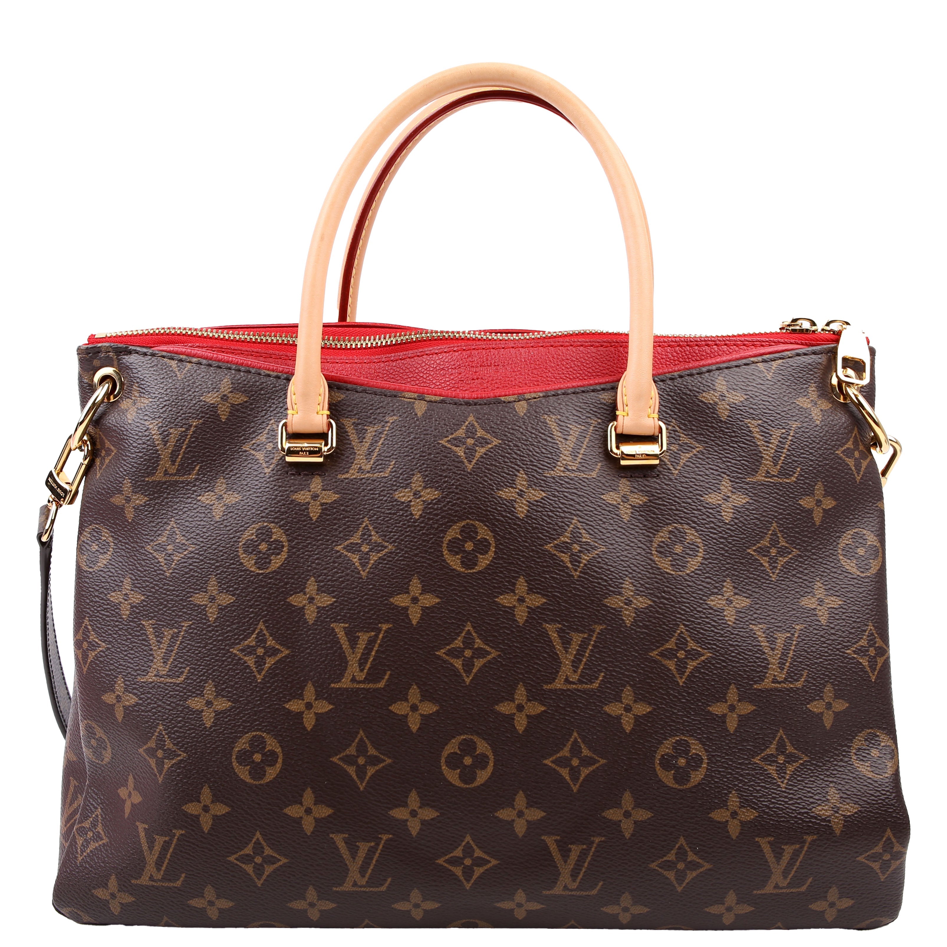 Pallas Tote Monogram Leather Side Red