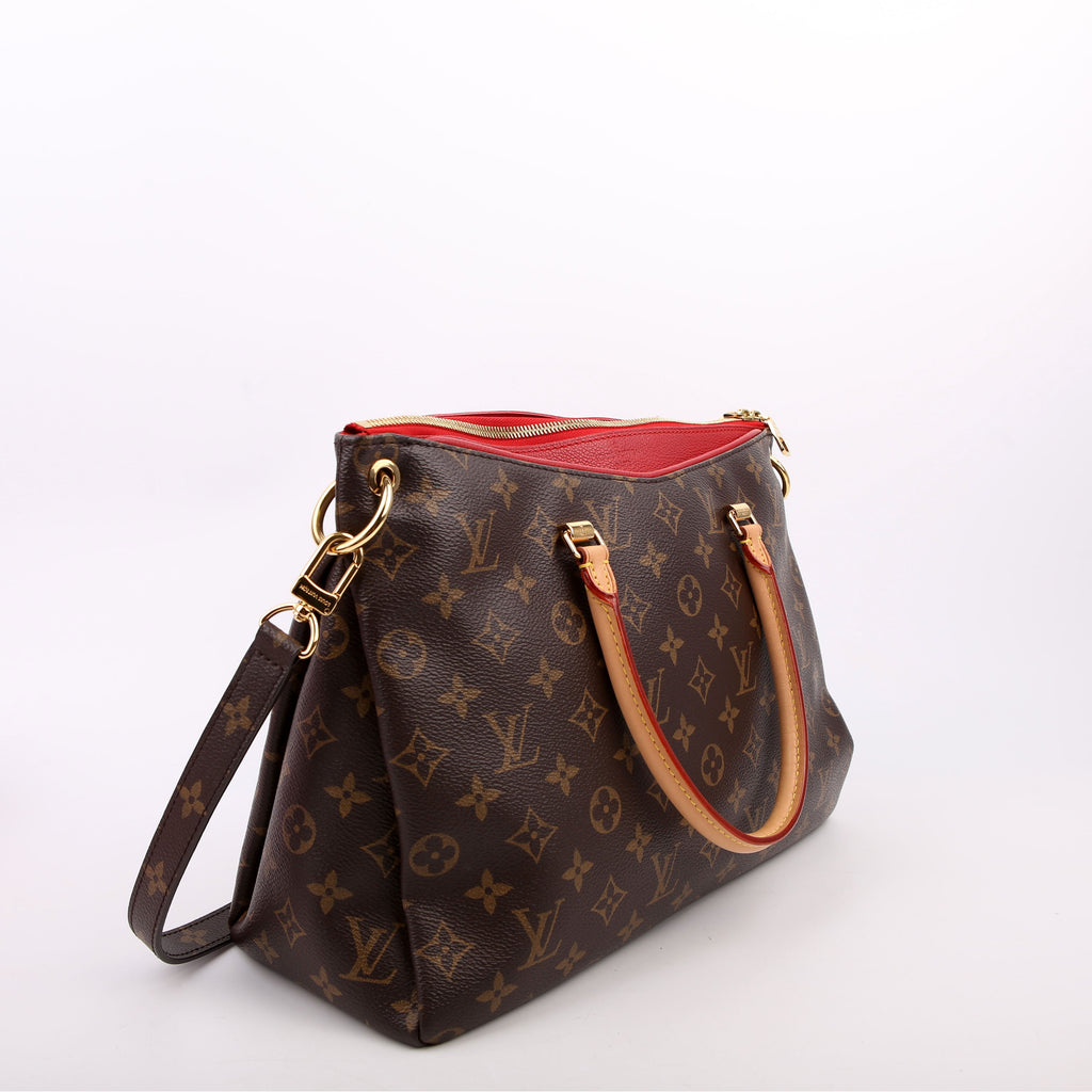 Pallas Tote Monogram Leather Side Red
