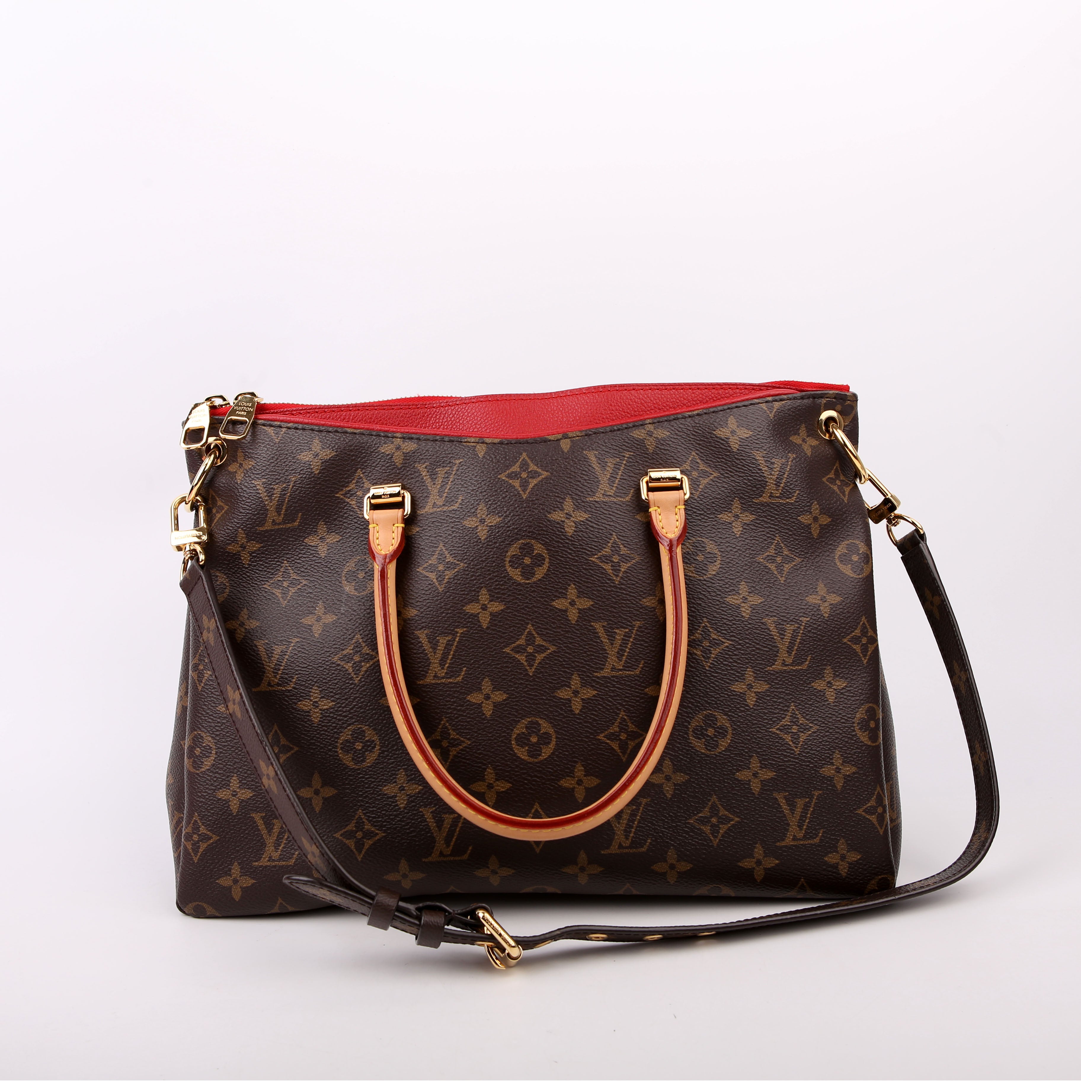Pallas Tote Monogram Leather Side Red