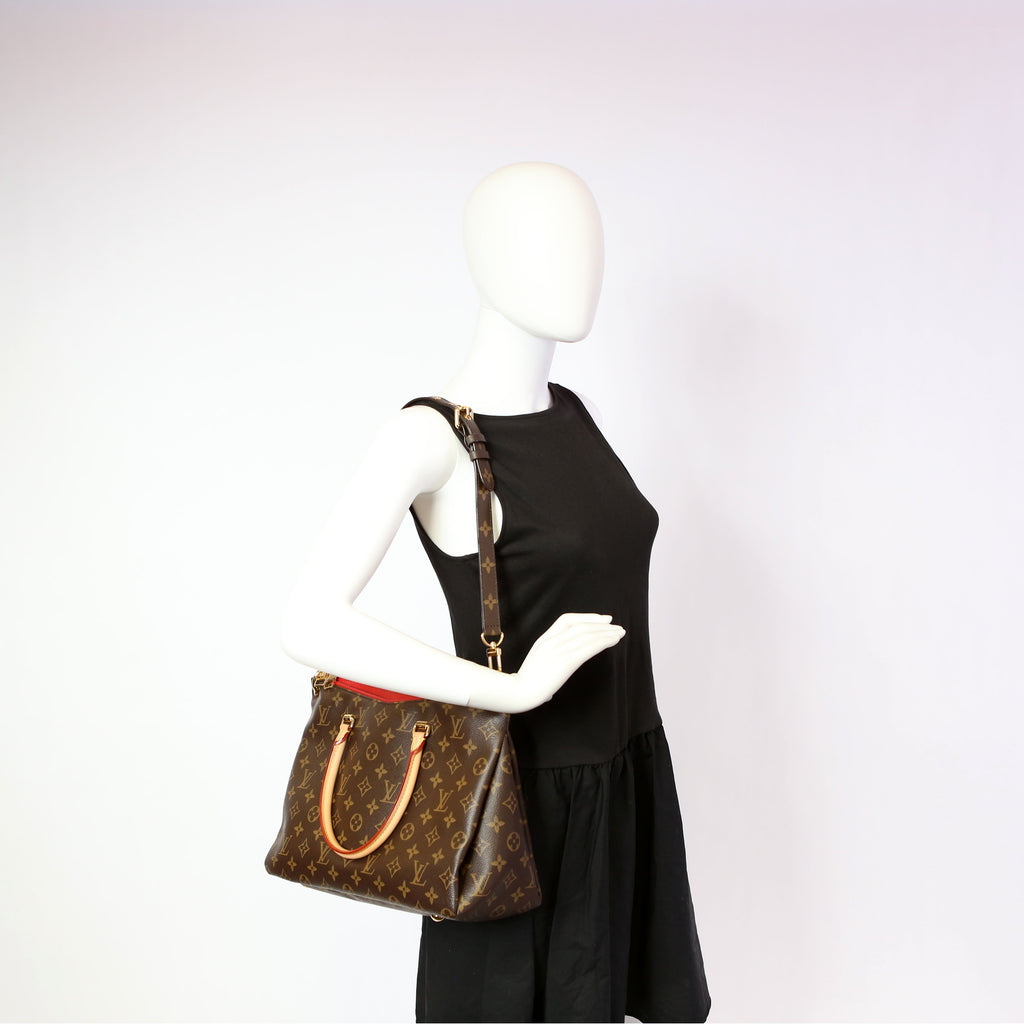Pallas Tote Monogram Leather Side Red