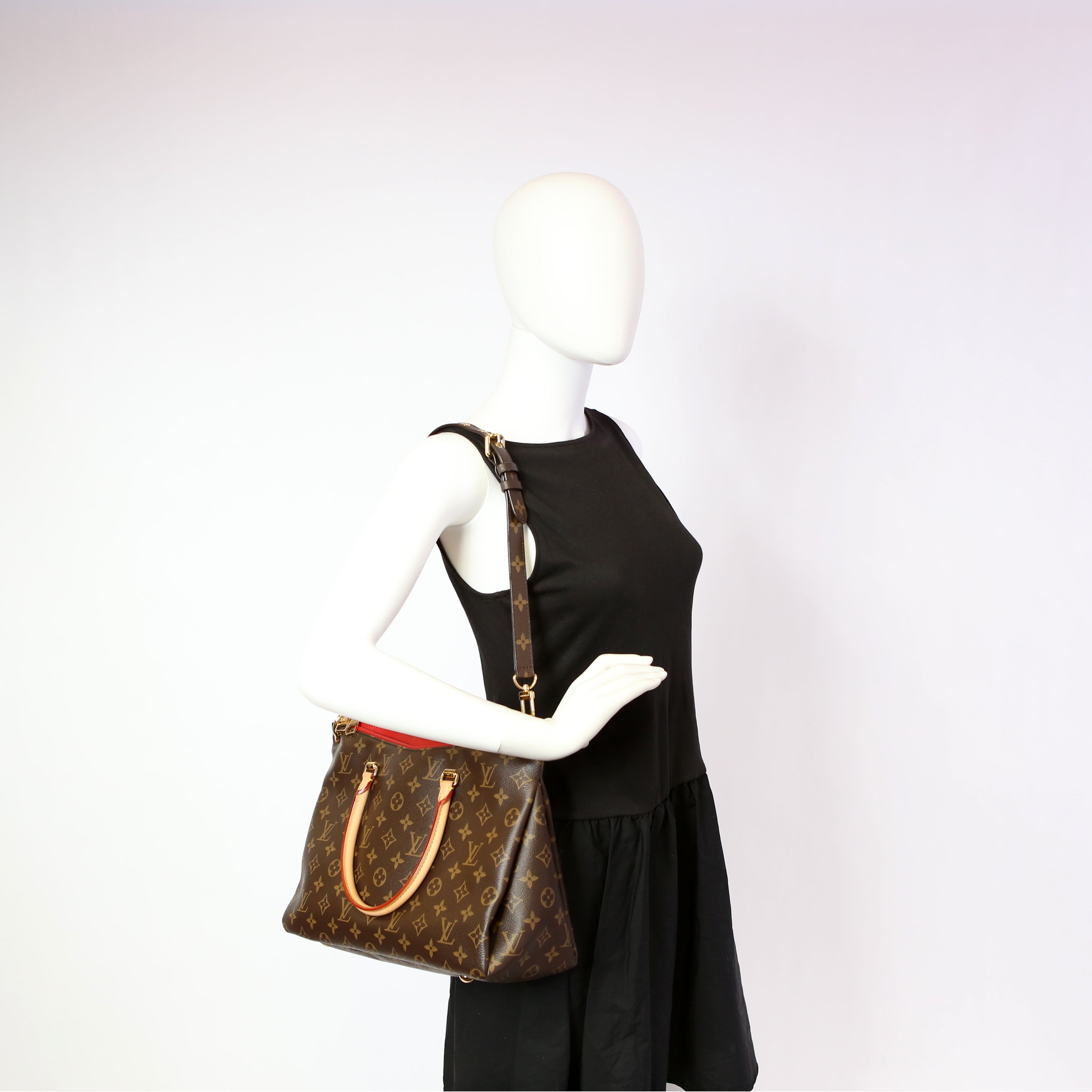 Pallas Tote Monogram Leather Side Red