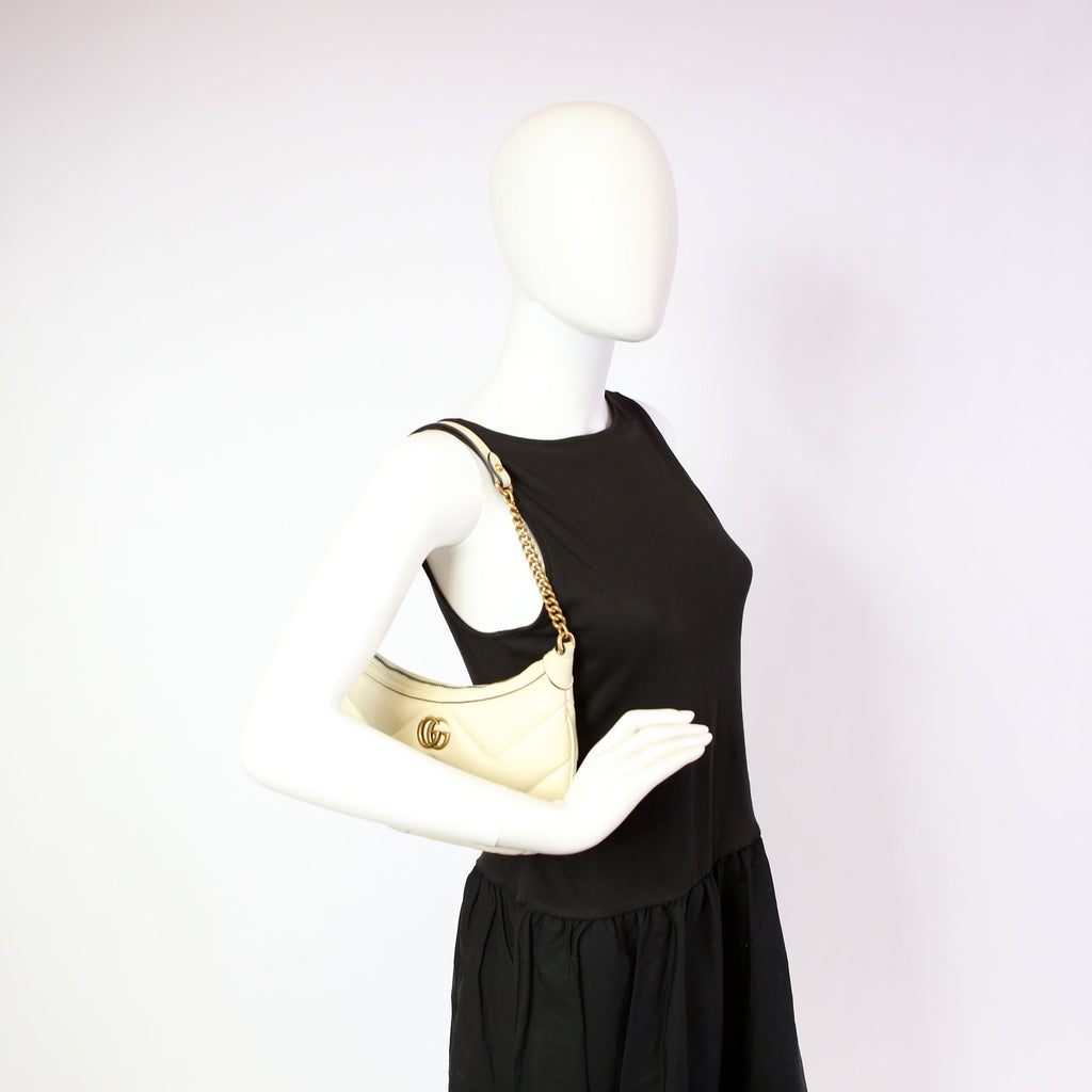 Gucci 777263 GG Marmont Small Shoulder White
