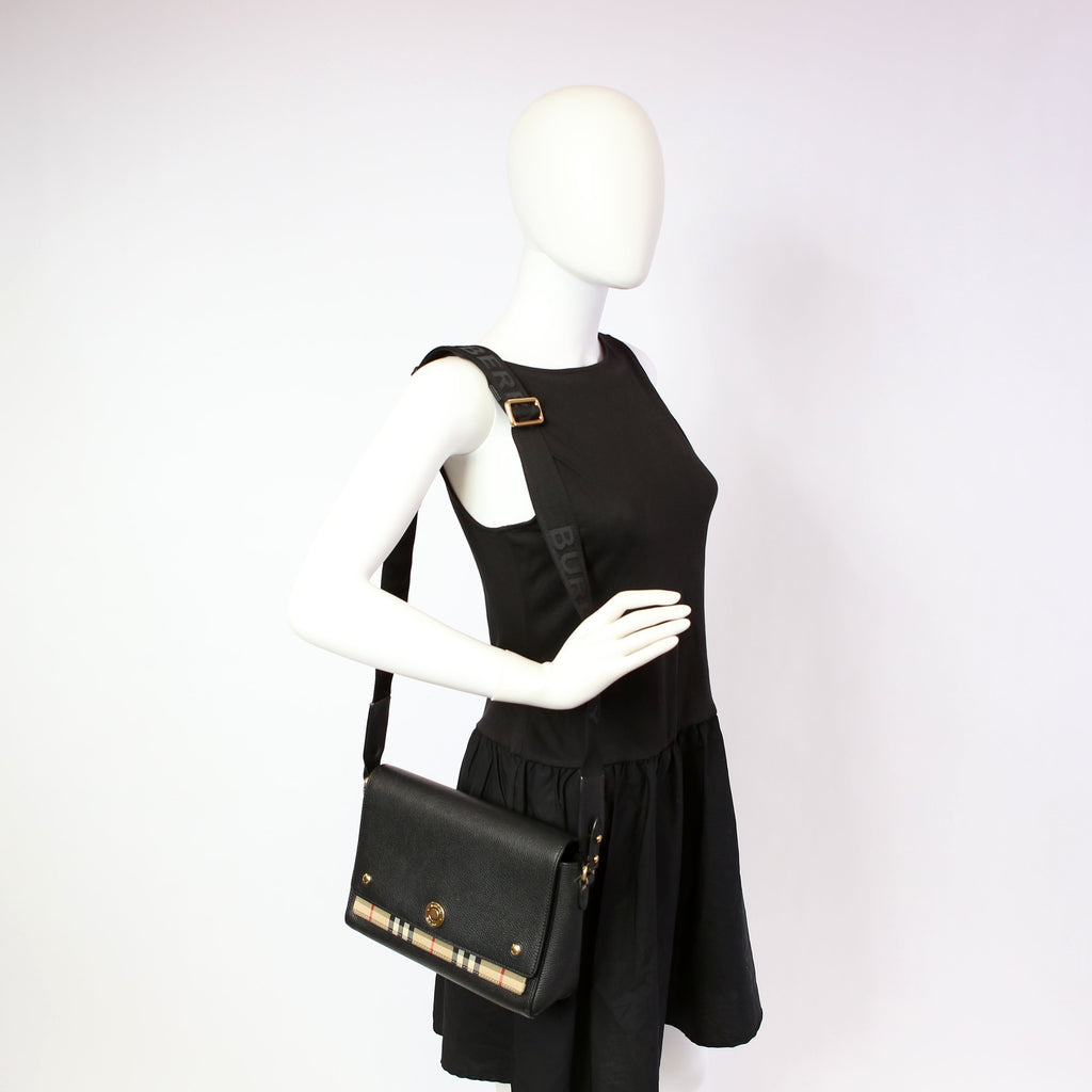 Vintage Check Note Crossbody Bag Black