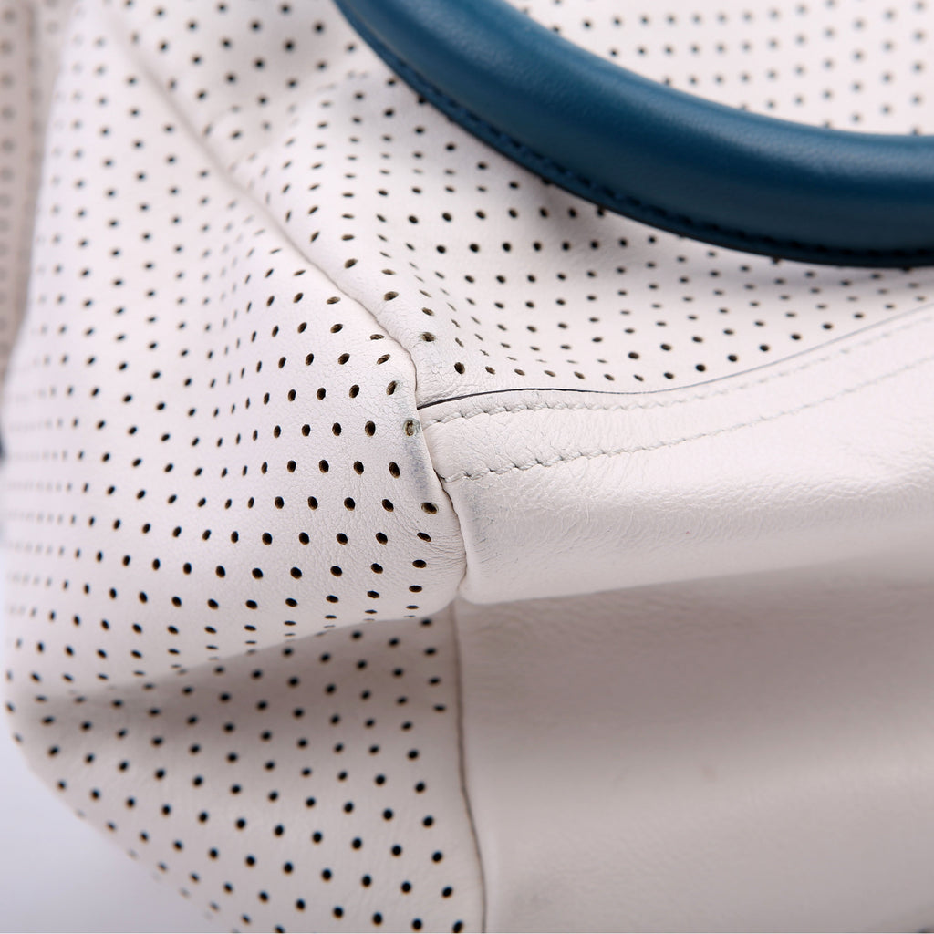 Pandora Perforated Lambskin Satchel Small White