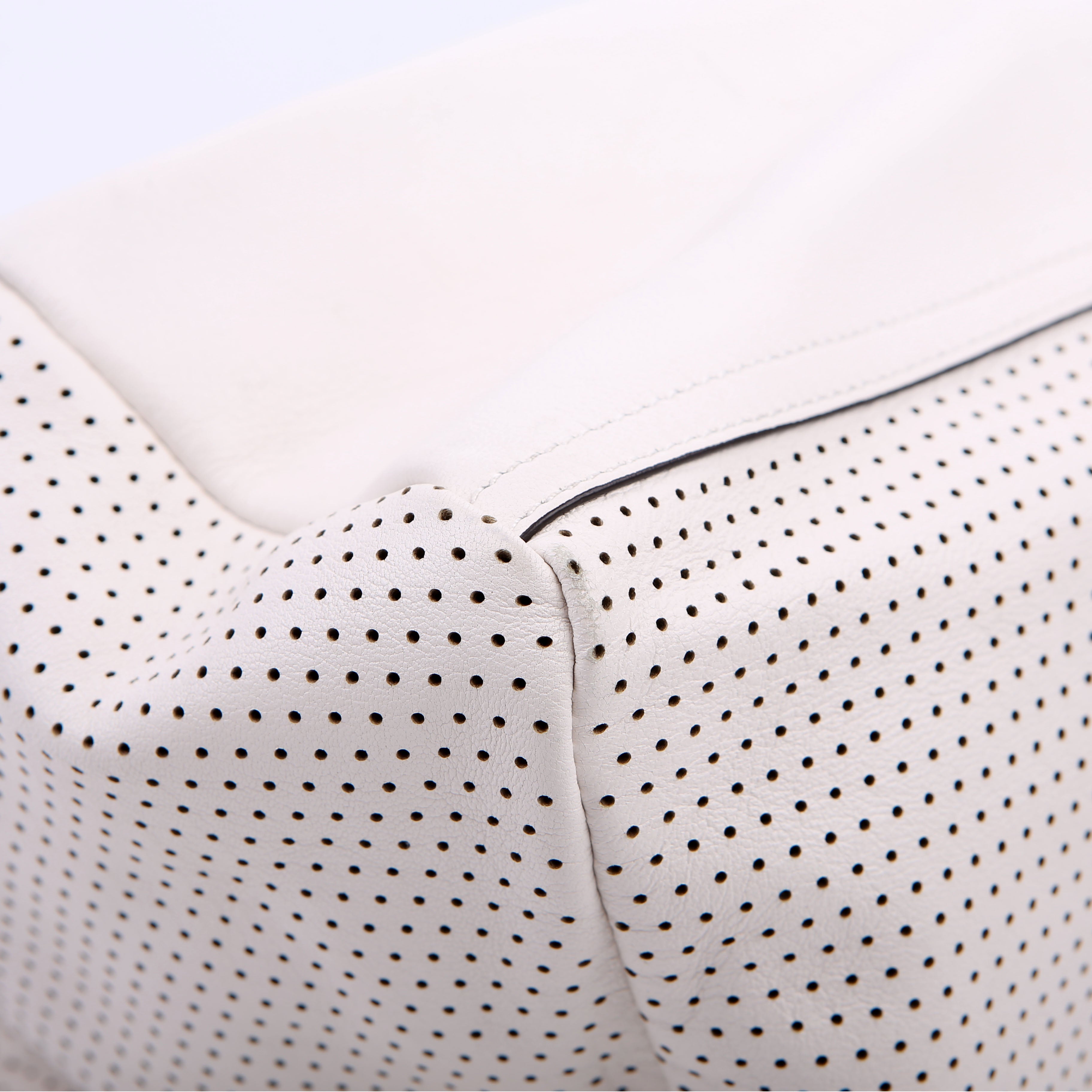 Pandora Perforated Lambskin Satchel Small White