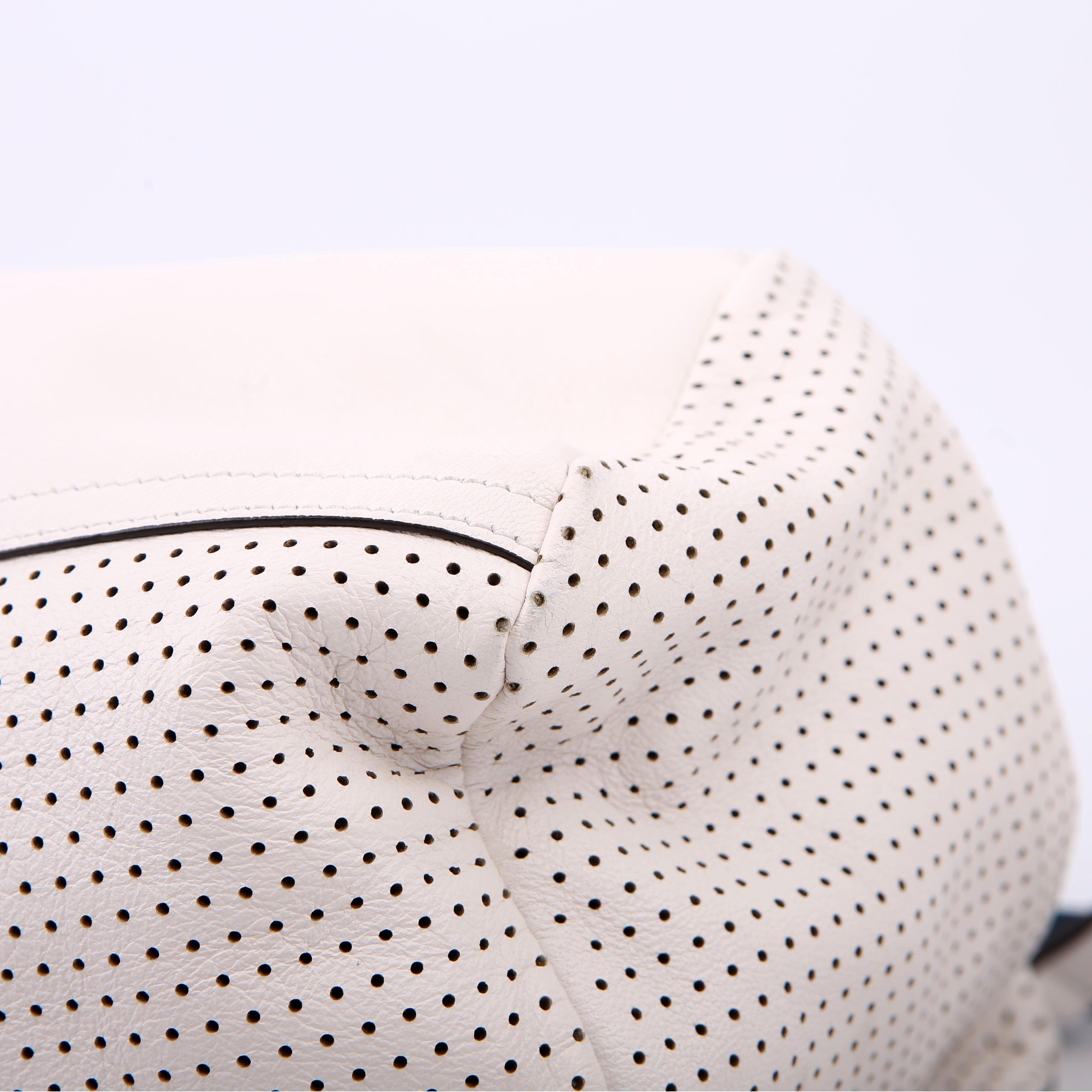 Pandora Perforated Lambskin Satchel Small White