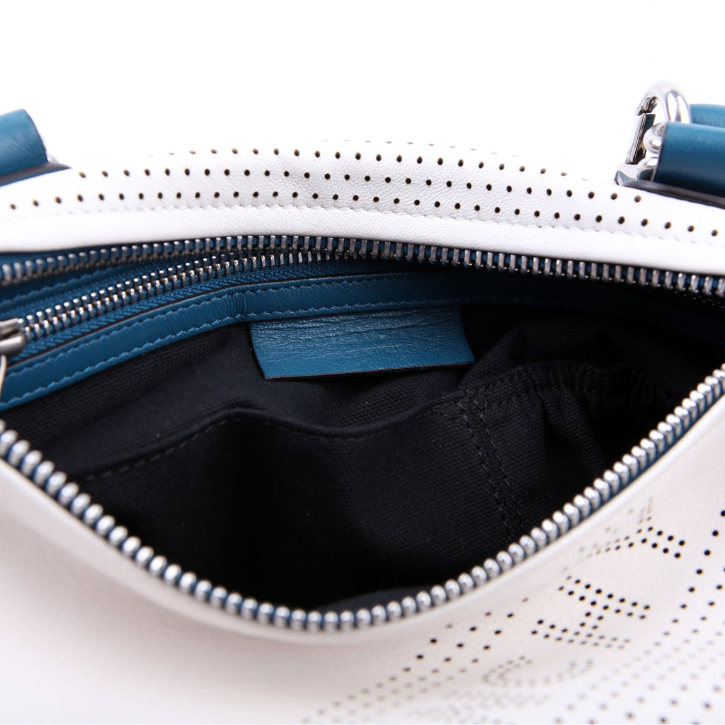 Pandora Perforated Lambskin Satchel Small White