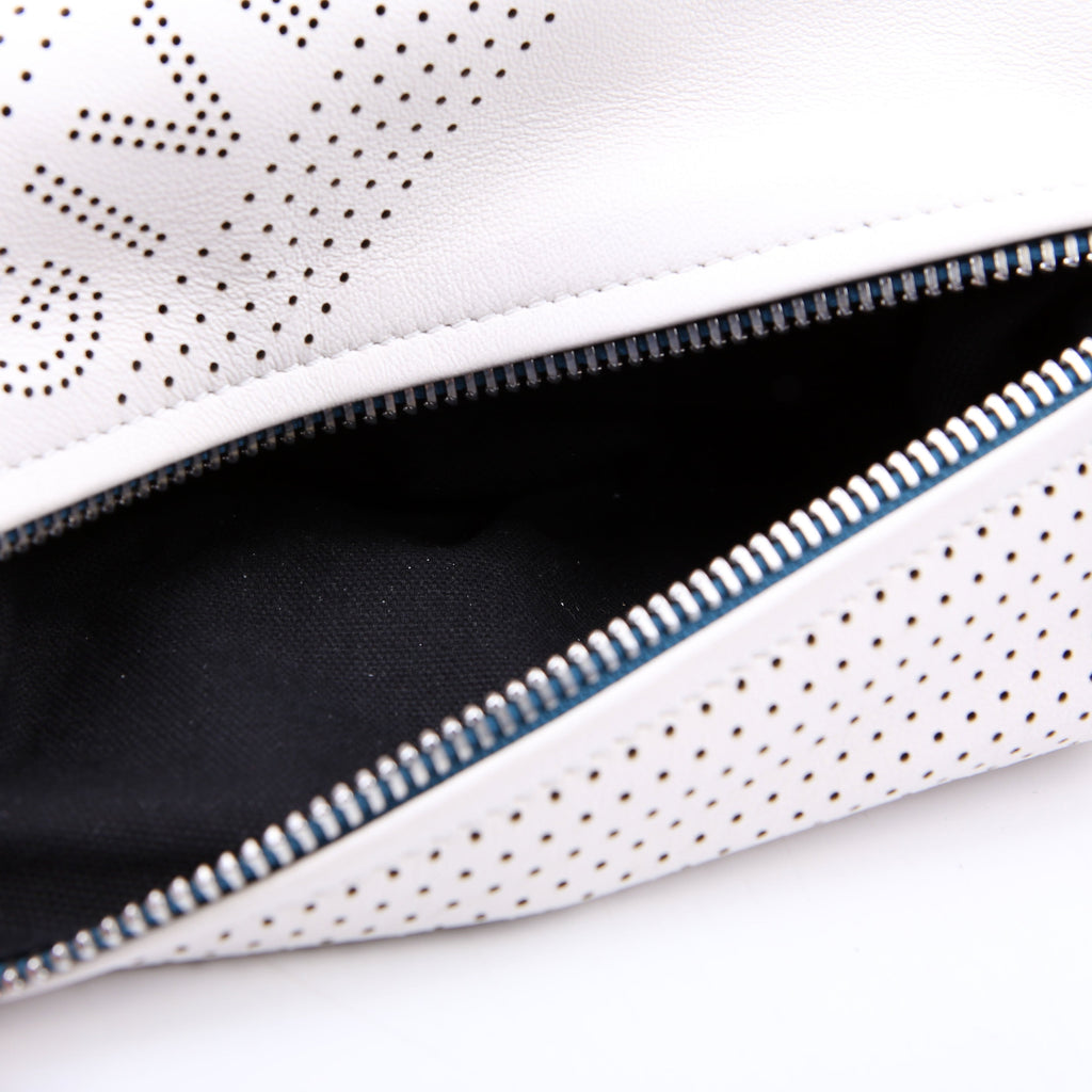 Pandora Perforated Lambskin Satchel Small White