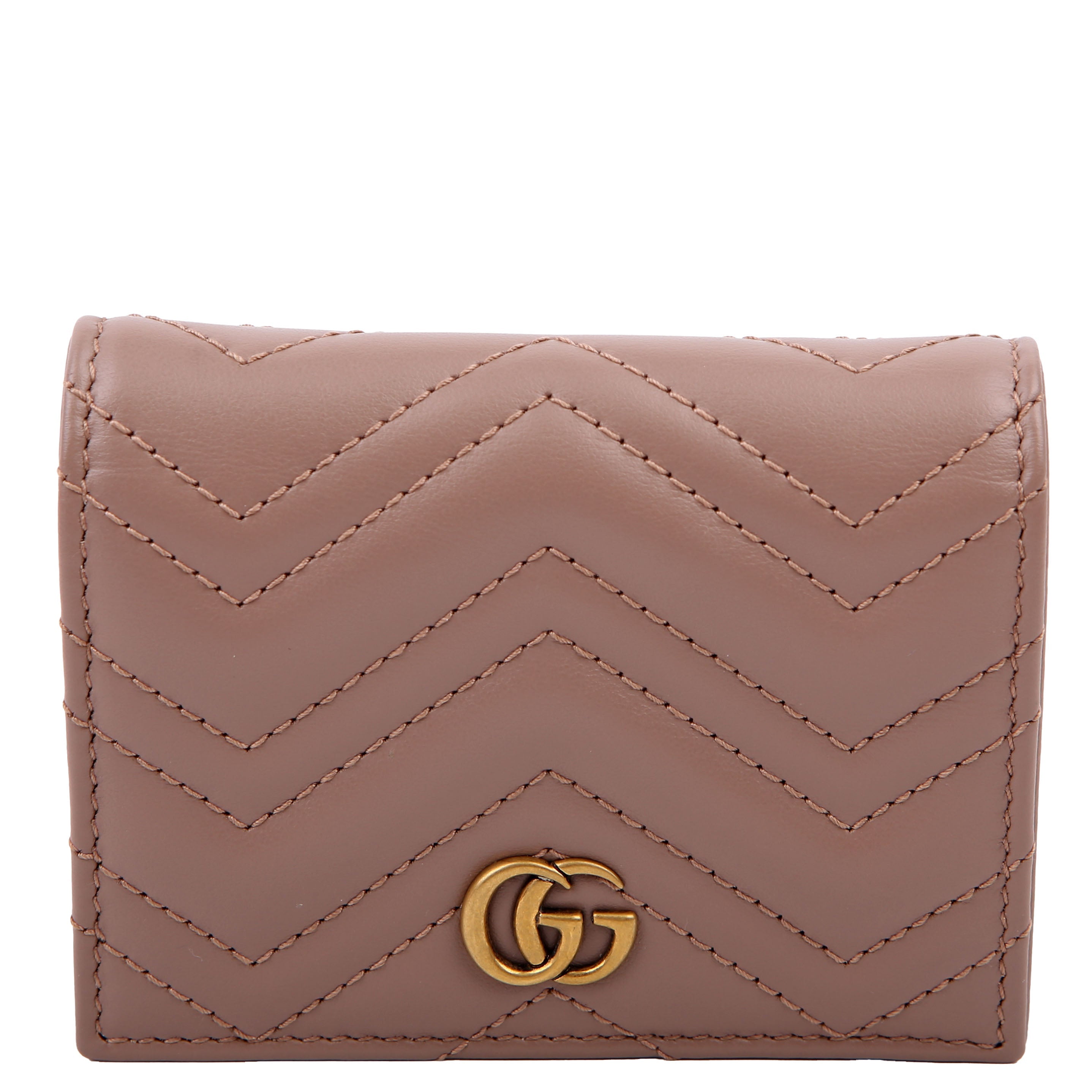 466492 GG Marmont Card Case Tan