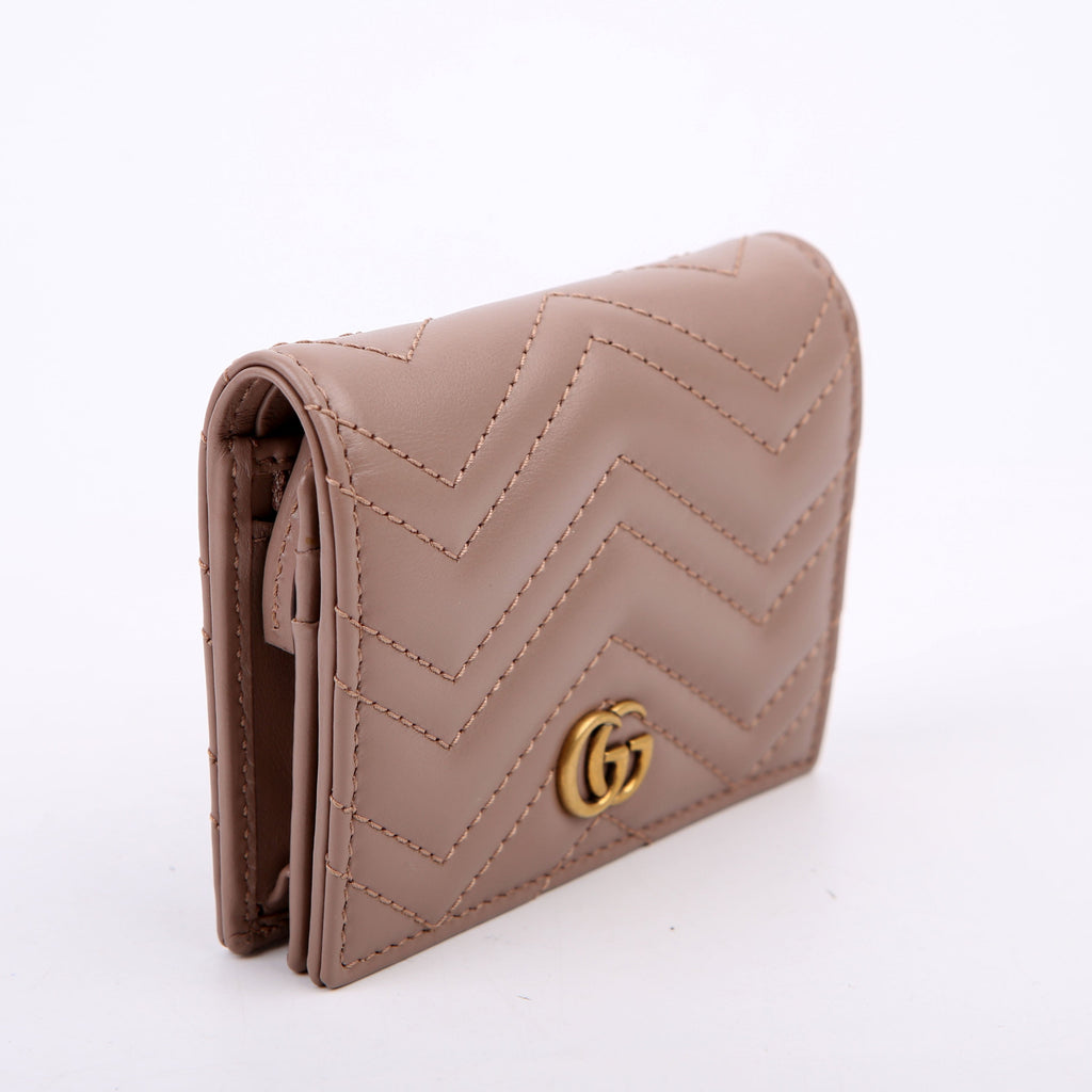 466492 GG Marmont Card Case Tan