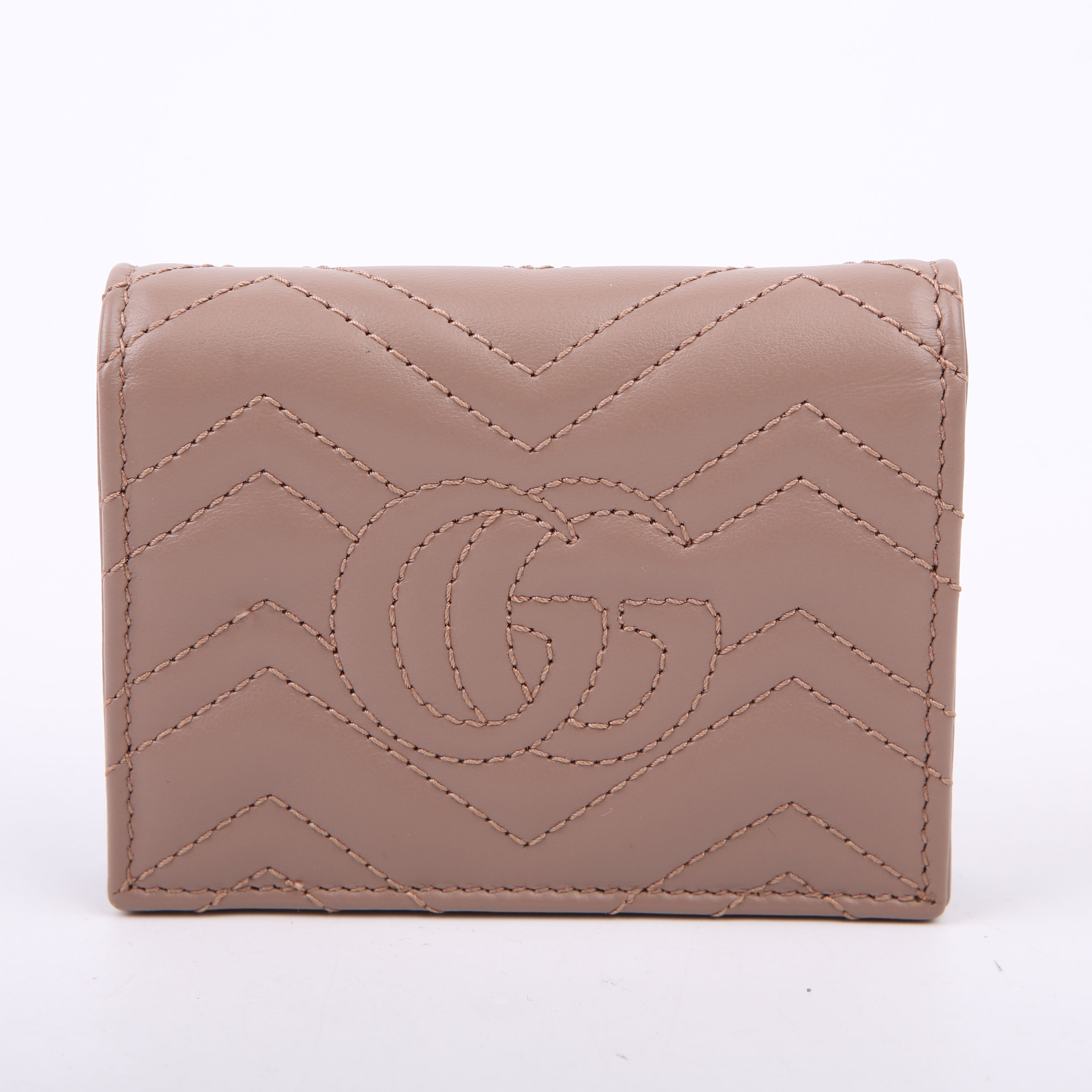 466492 GG Marmont Card Case Tan