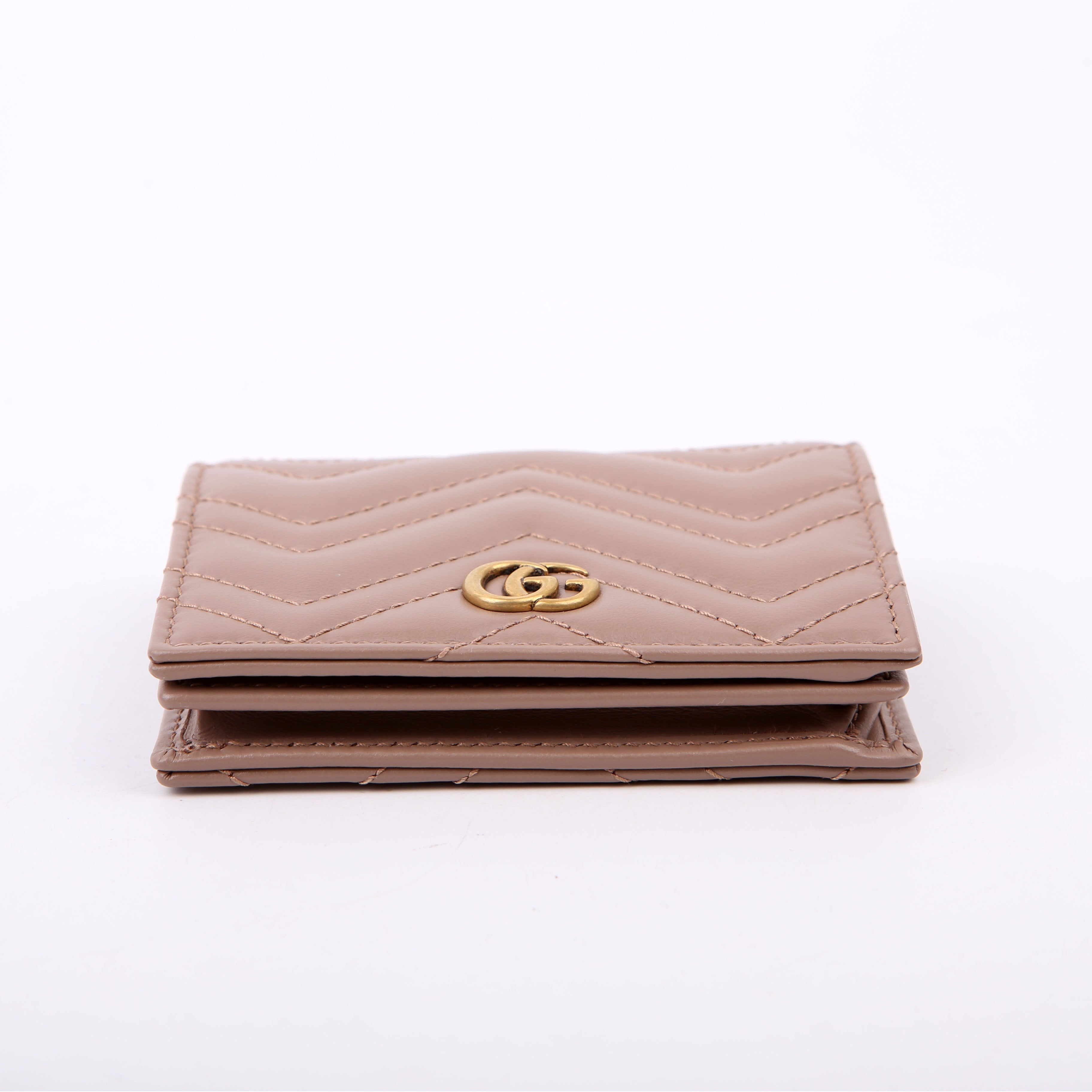 466492 GG Marmont Card Case Tan