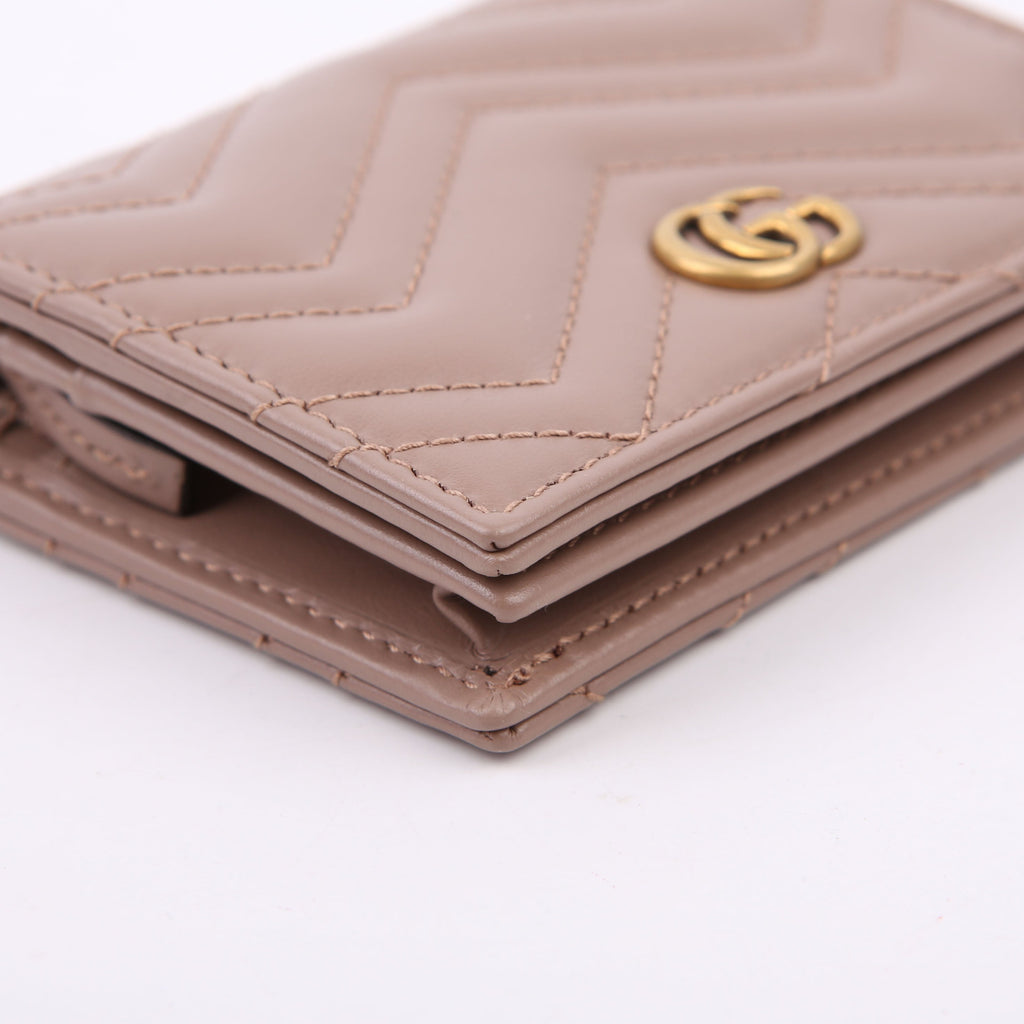 466492 GG Marmont Card Case Tan
