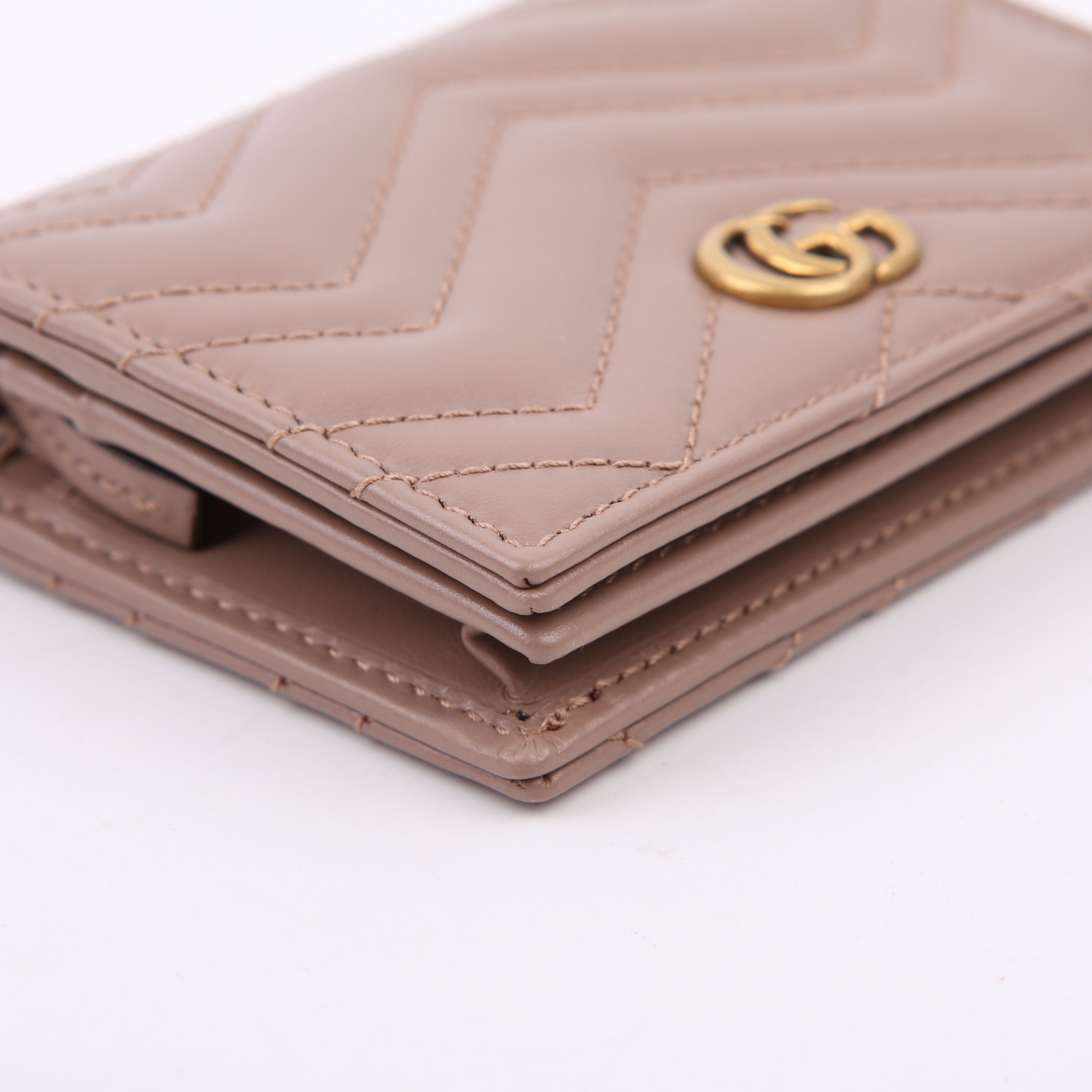 466492 GG Marmont Card Case Tan