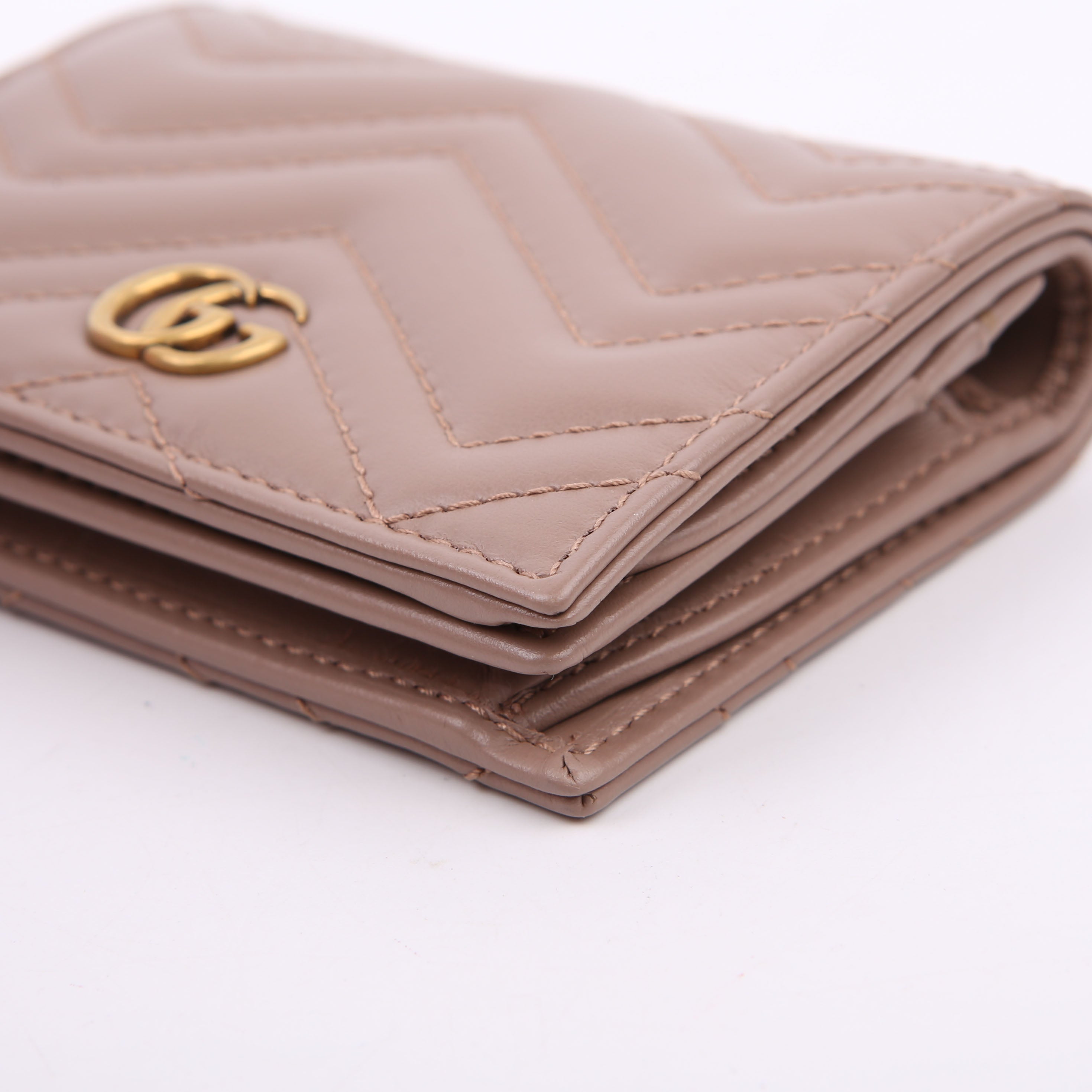 466492 GG Marmont Card Case Tan