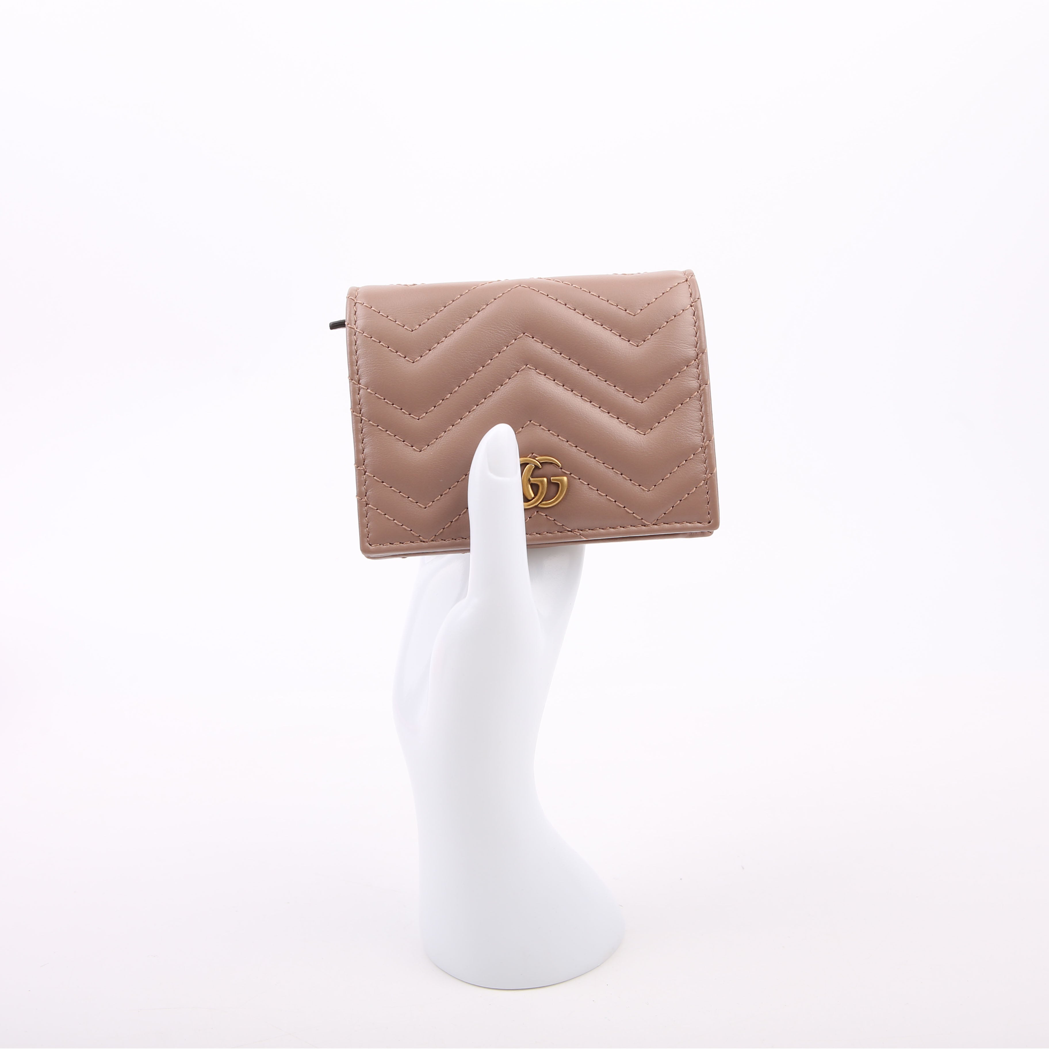 466492 GG Marmont Card Case Tan