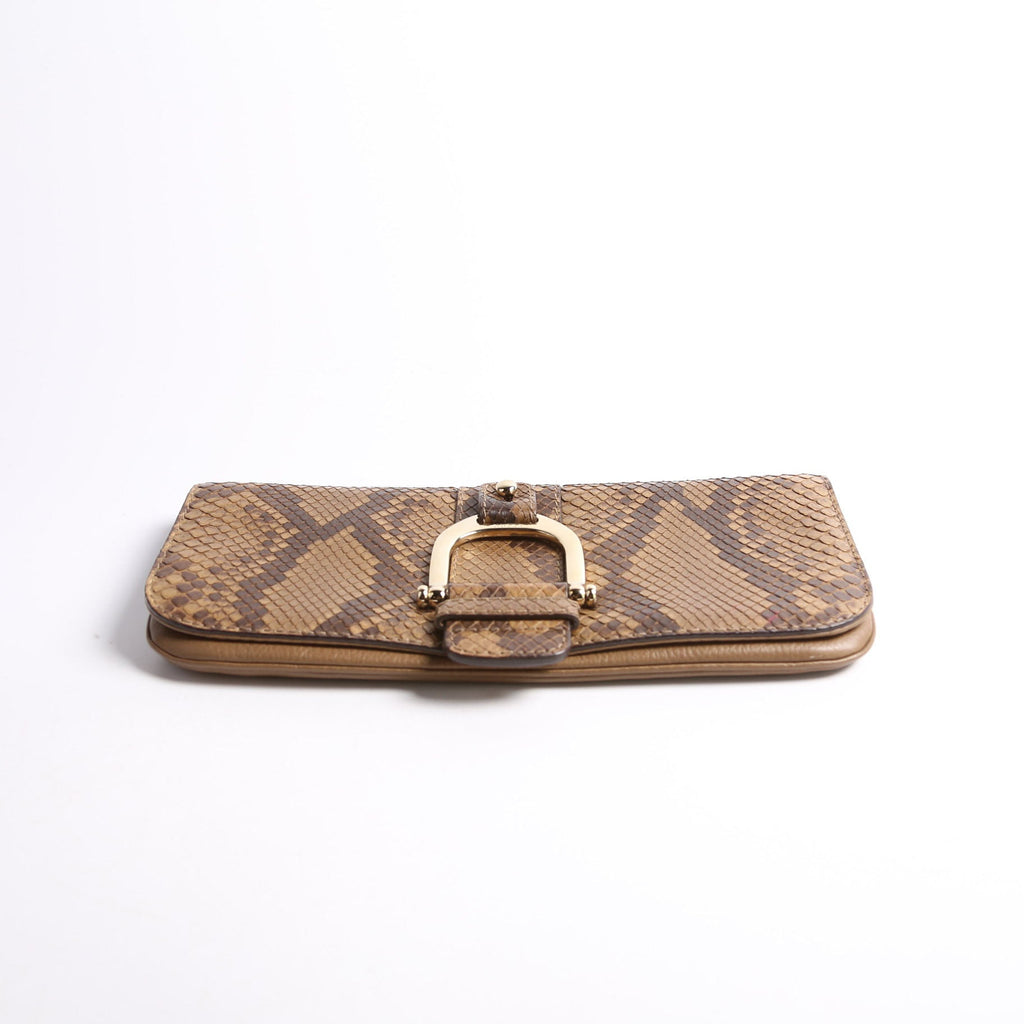 257053 Greenwich Clutch Python Leather Brown