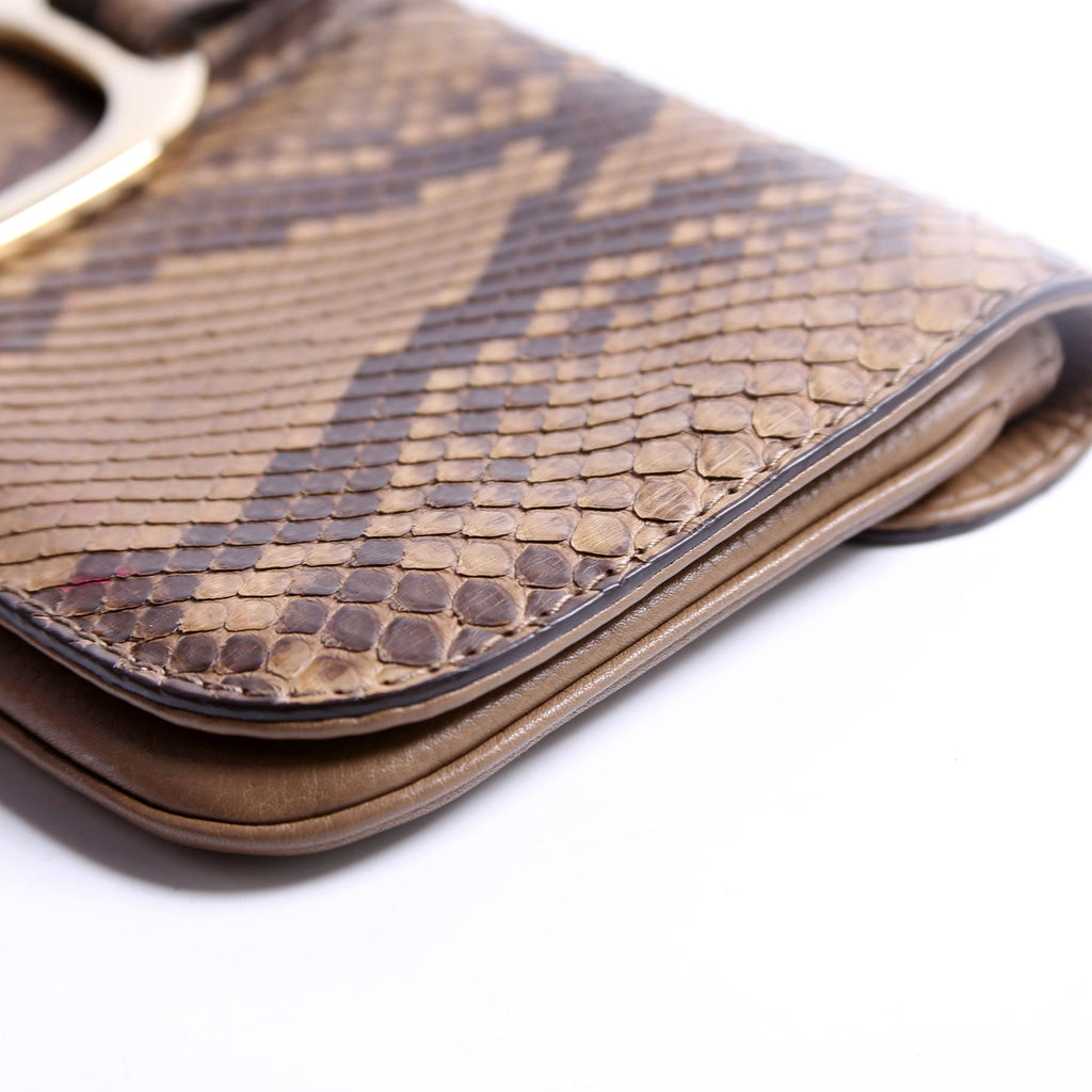 257053 Greenwich Clutch Python Leather Brown