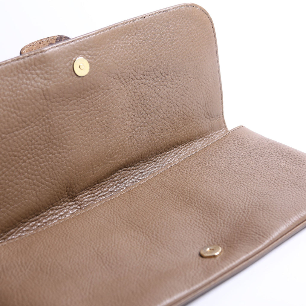 257053 Greenwich Clutch Python Leather Brown