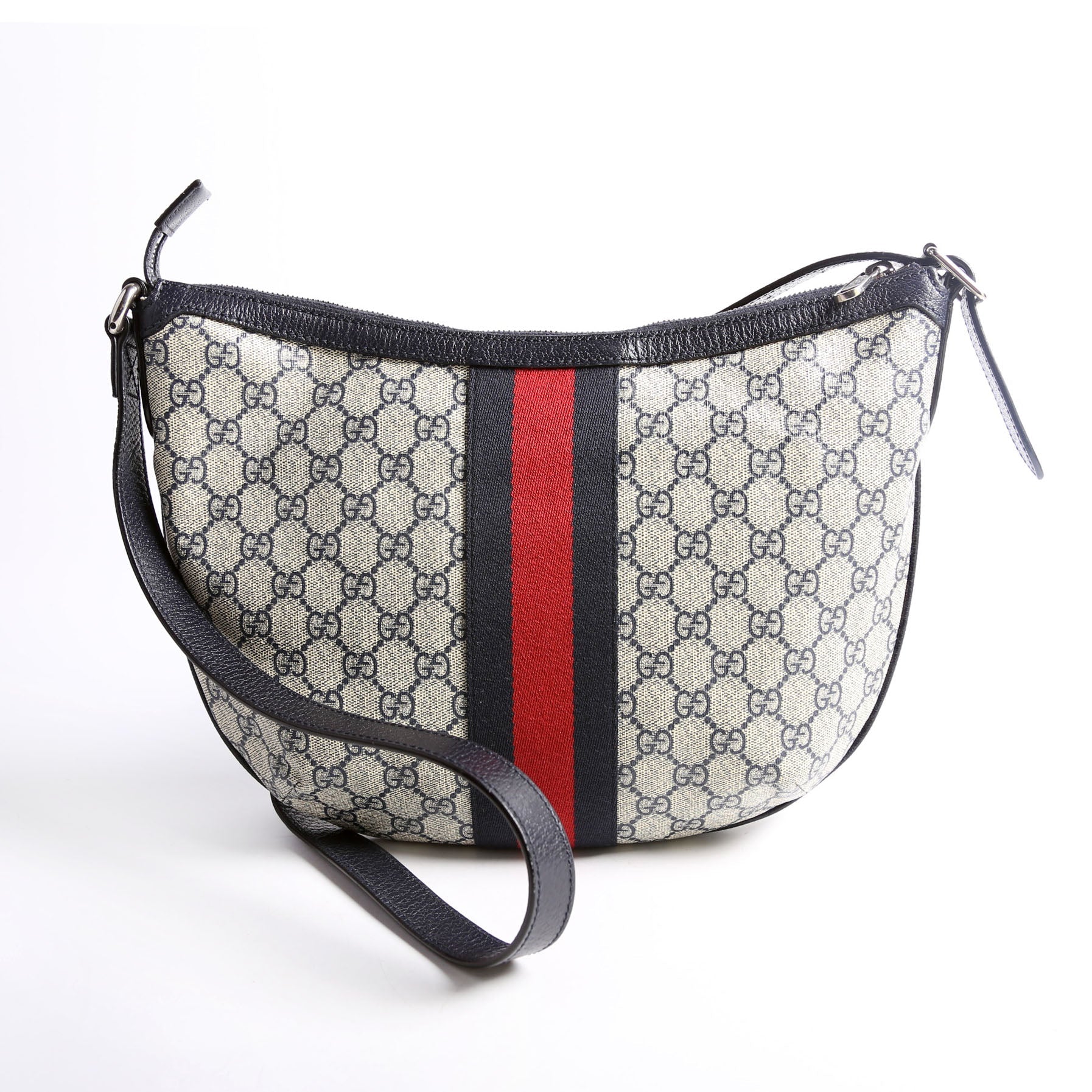 598125 Ophidia GG Supreme Small Shoulder Bag Navy