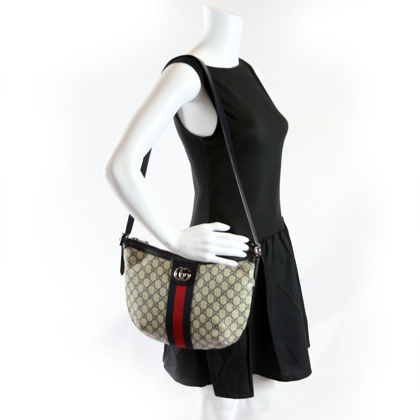 598125 Ophidia GG Supreme Small Shoulder Bag Navy