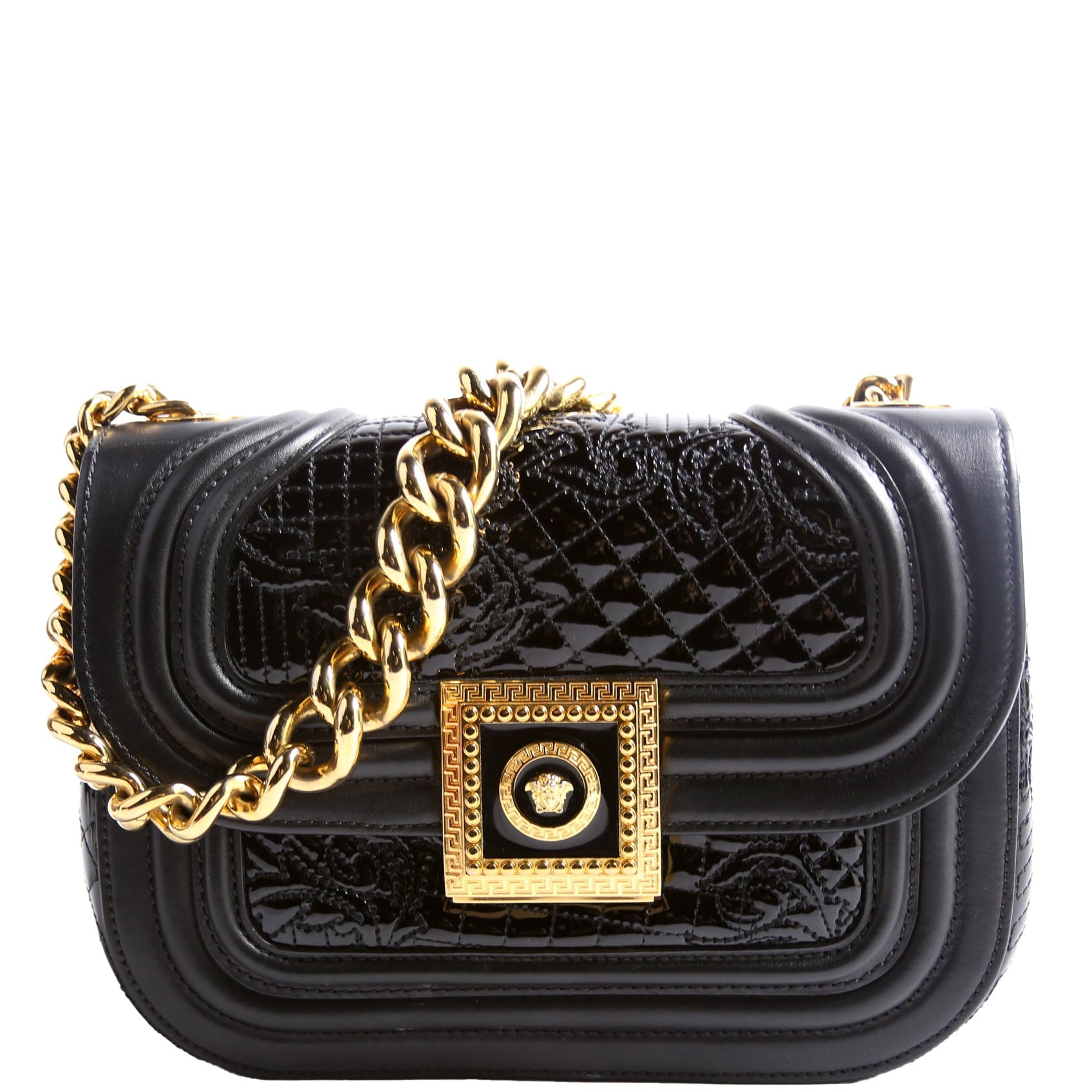Micro Vanitas Patent Shoulder Black/Gold