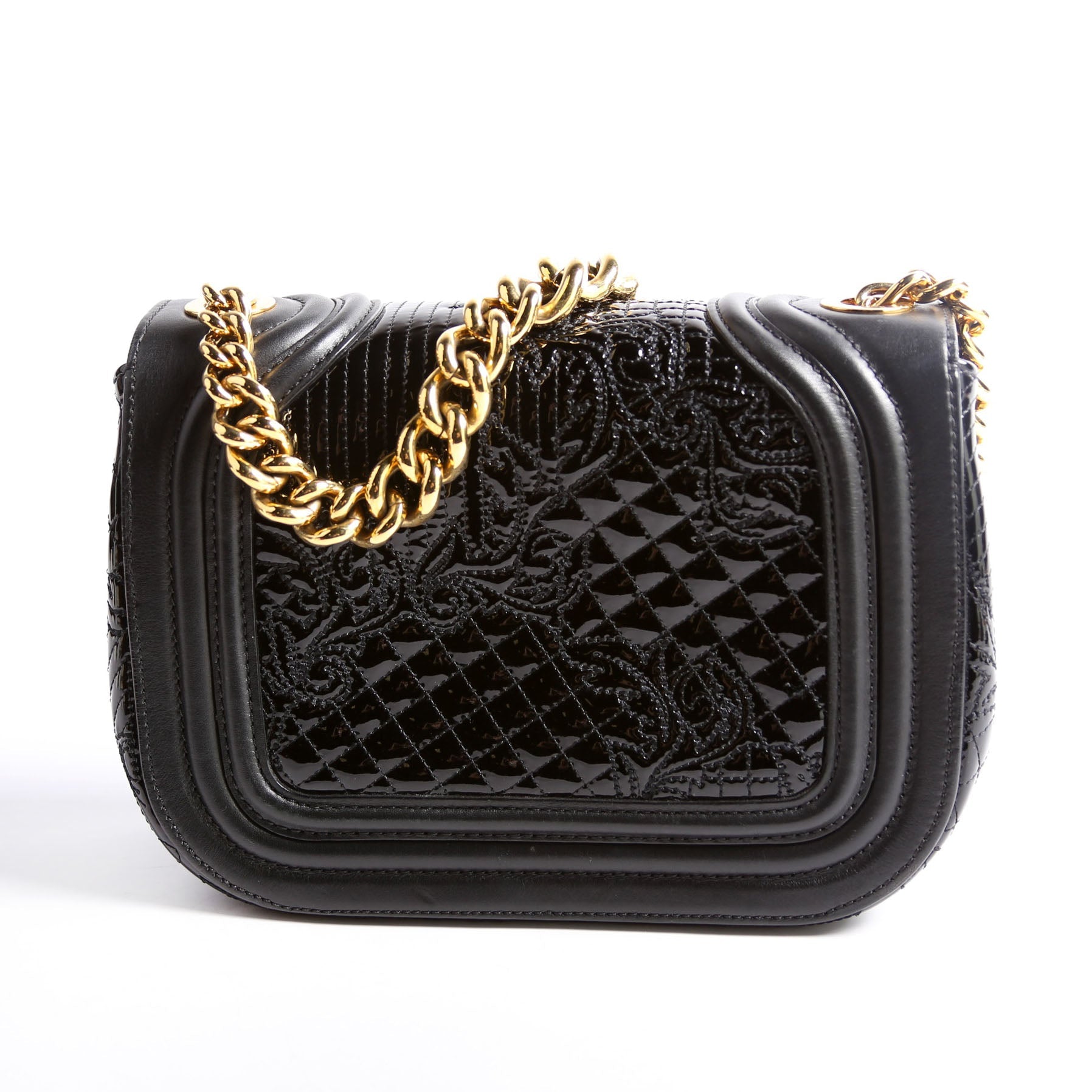 Micro Vanitas Patent Shoulder Black/Gold