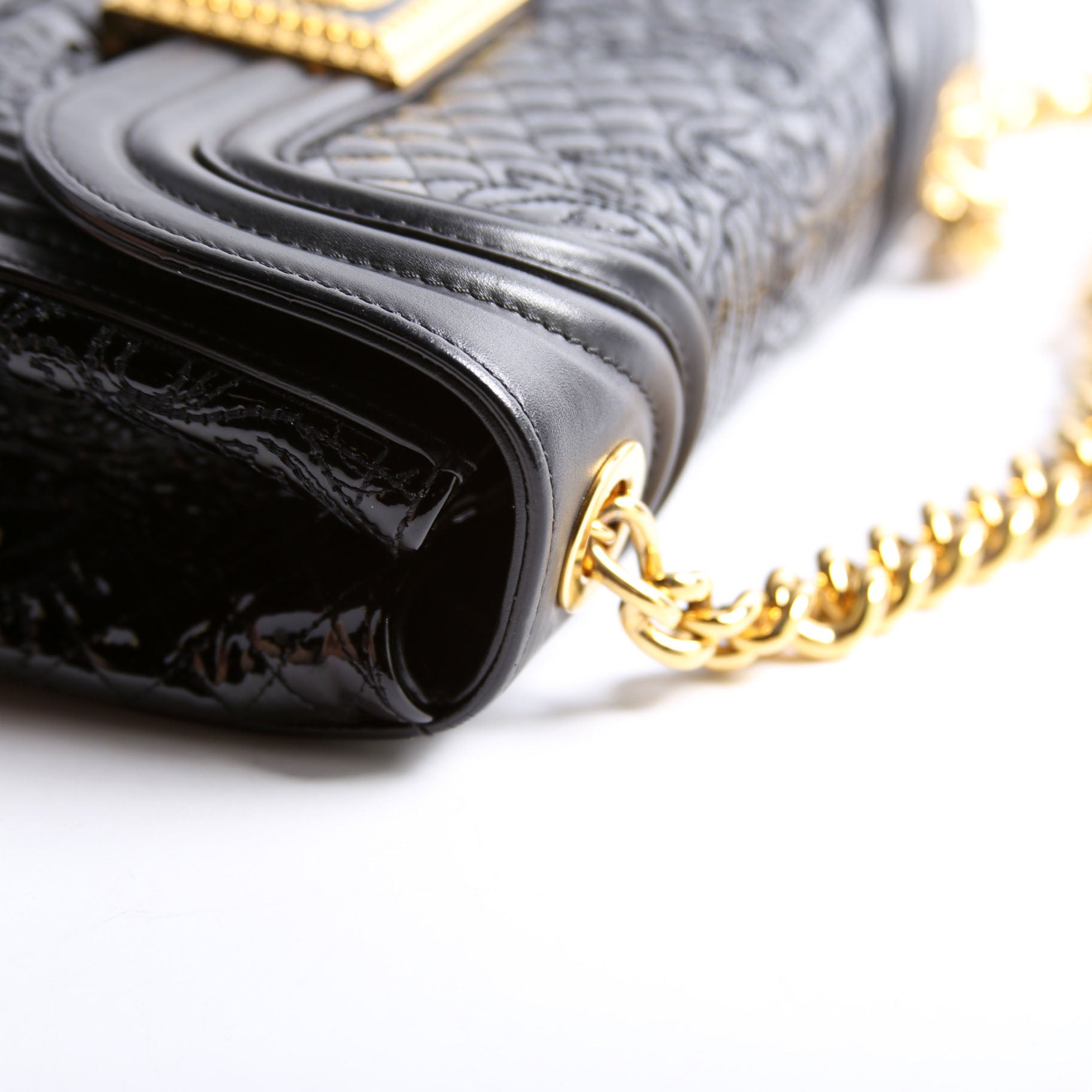 Micro Vanitas Patent Shoulder Black/Gold