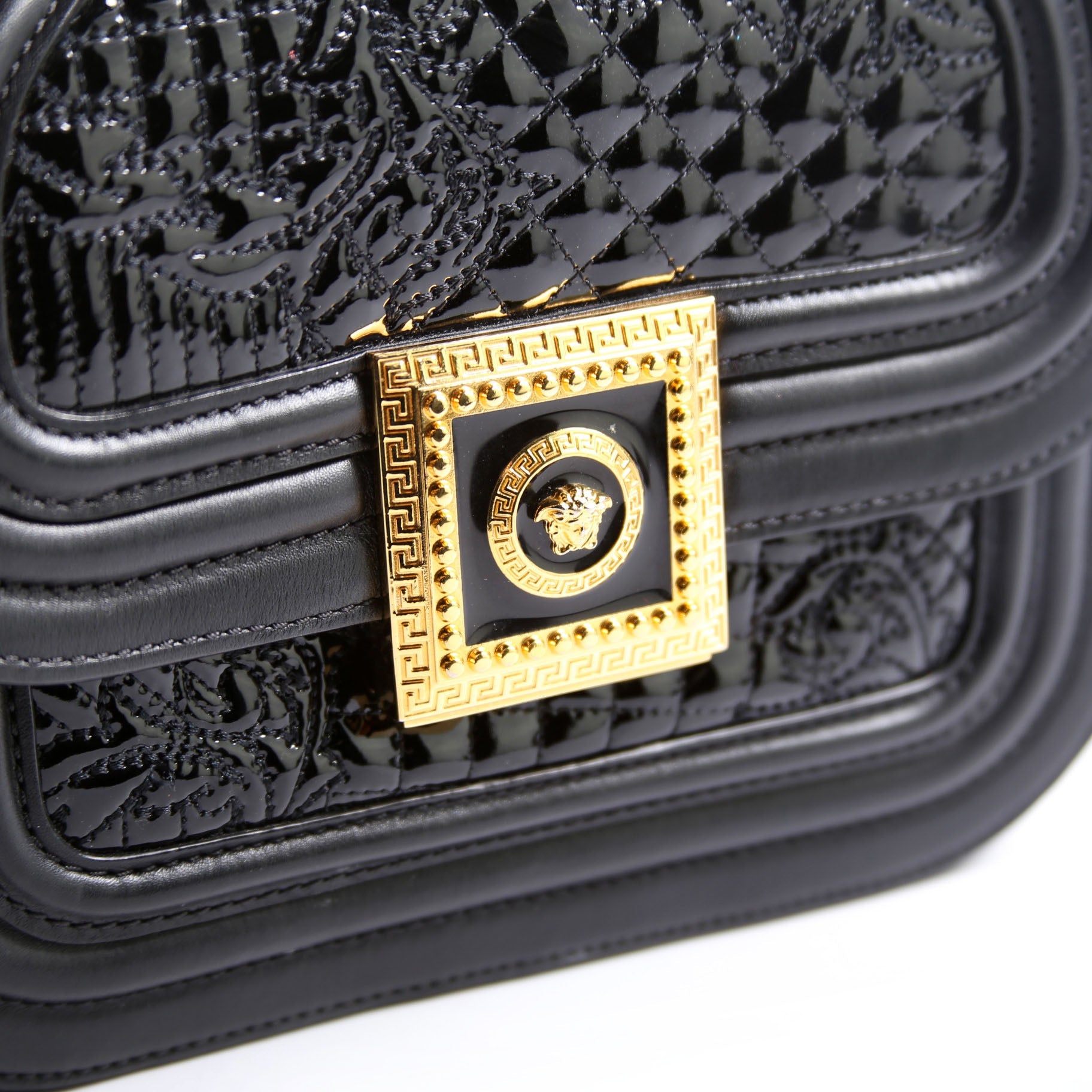 Micro Vanitas Patent Shoulder Black/Gold