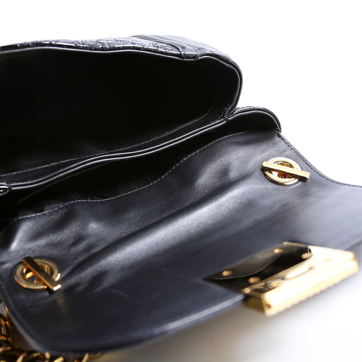 Micro Vanitas Patent Shoulder Black/Gold