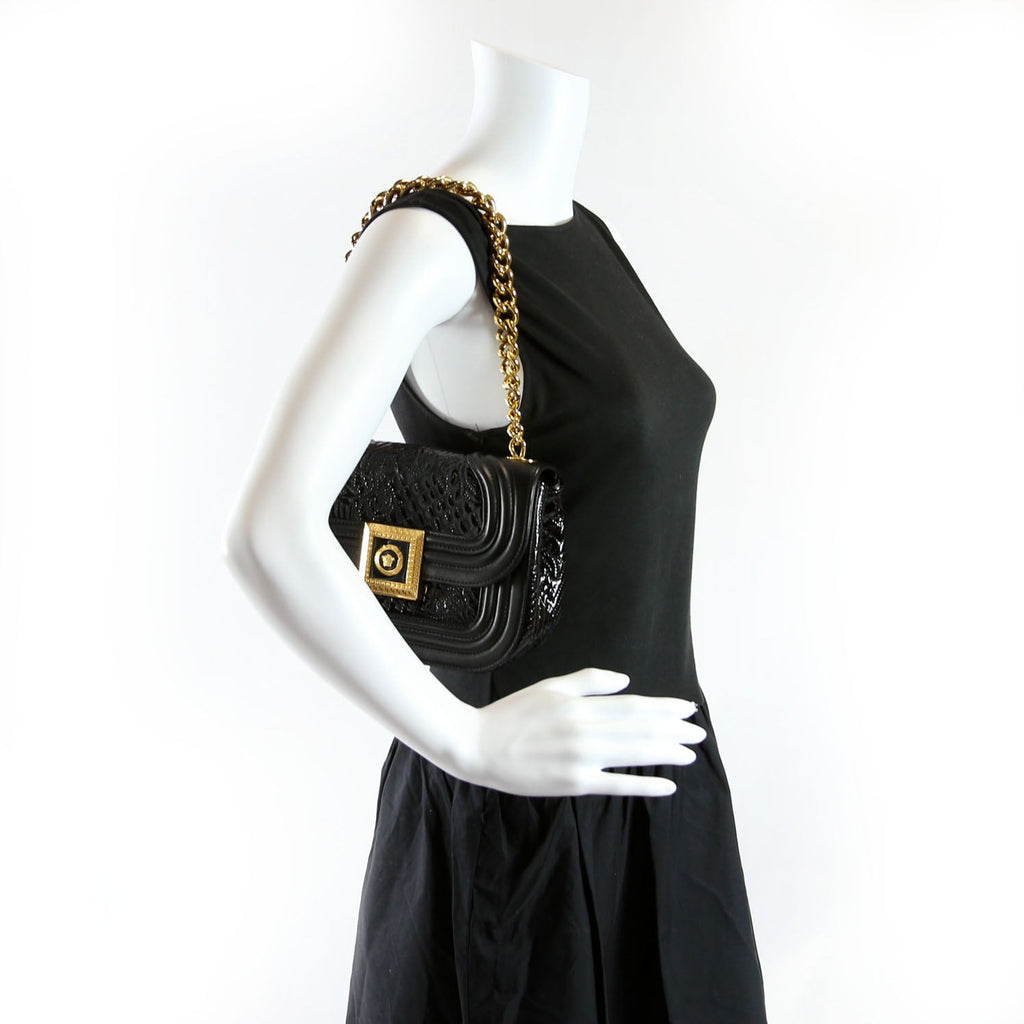 Micro Vanitas Patent Shoulder Black/Gold