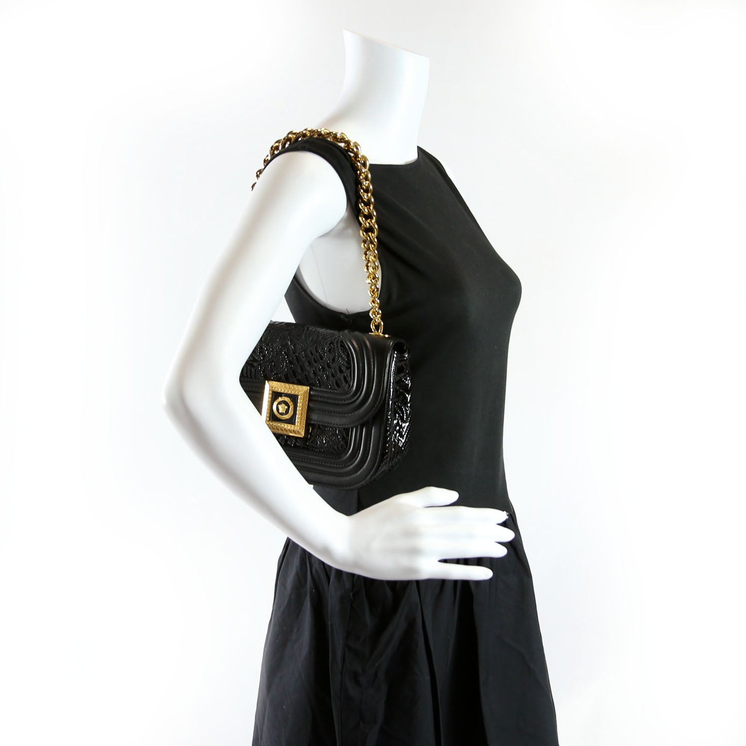 Micro Vanitas Patent Shoulder Black/Gold
