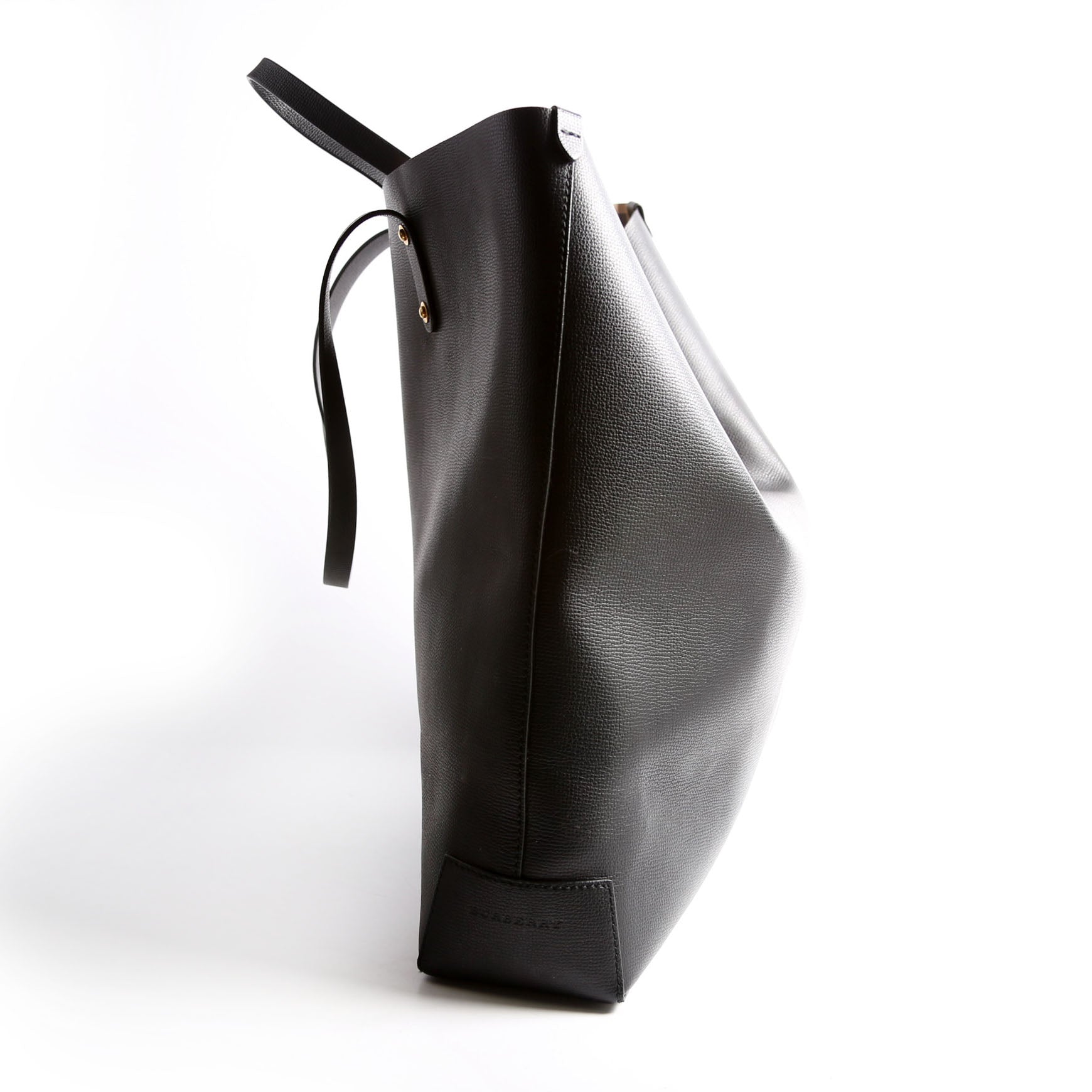 Grainy Leather Haymarket Check Vertical Tote