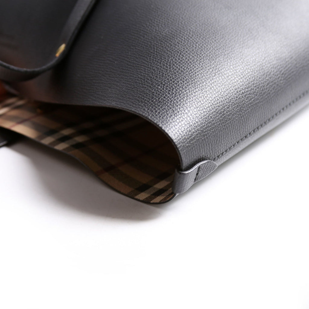 Grainy Leather Haymarket Check Vertical Tote