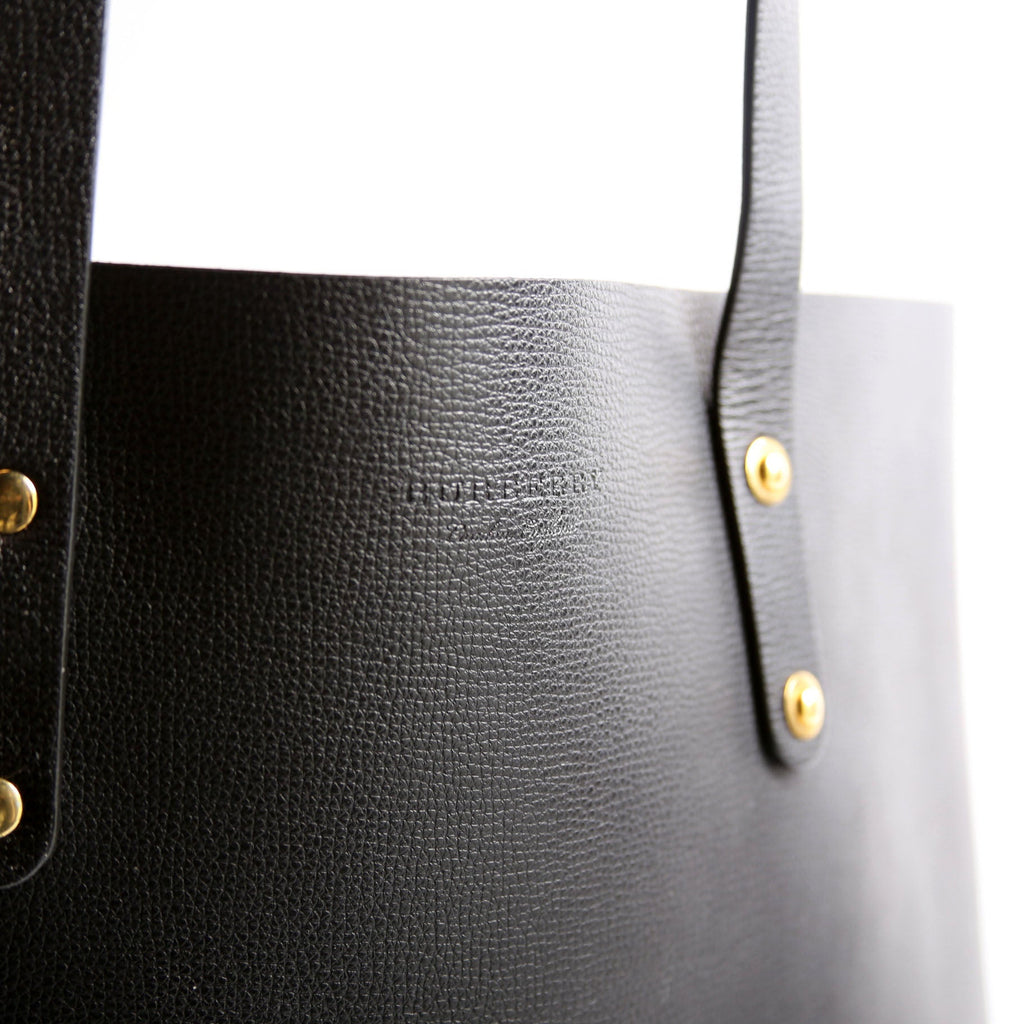 Grainy Leather Haymarket Check Vertical Tote