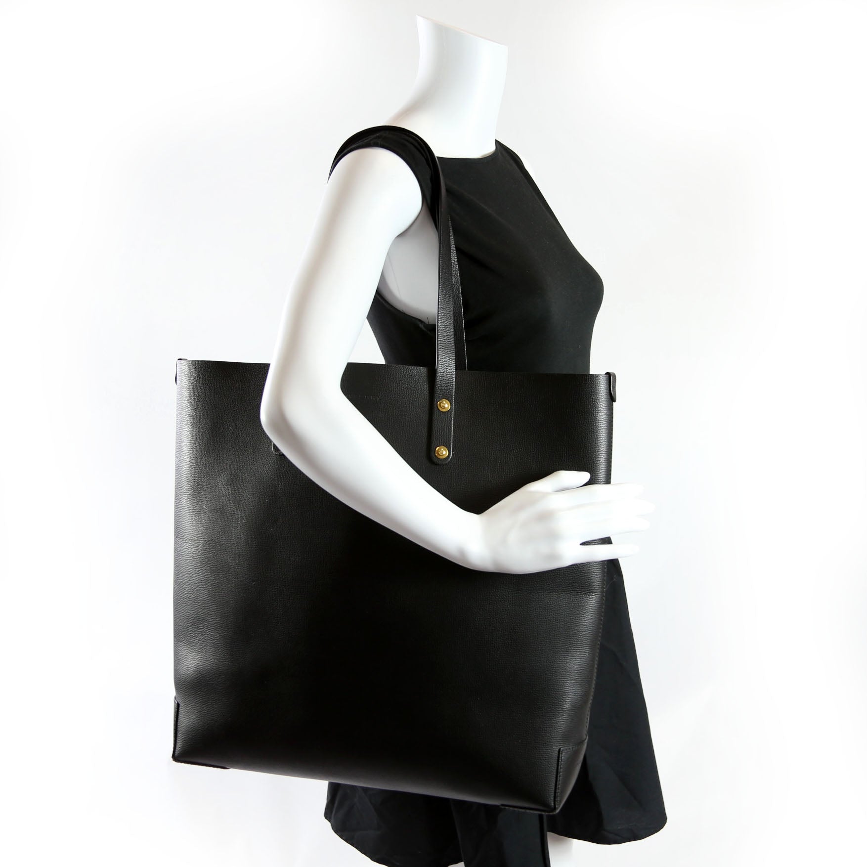 Grainy Leather Haymarket Check Vertical Tote