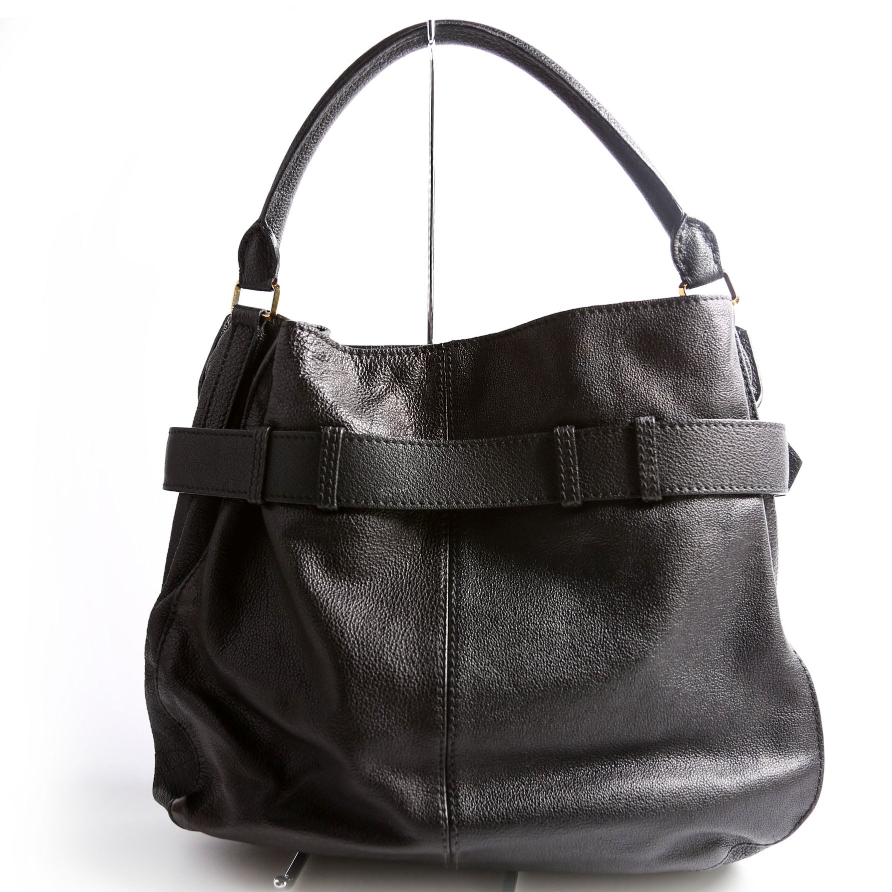 Lambert Leather Belted Hobo Black