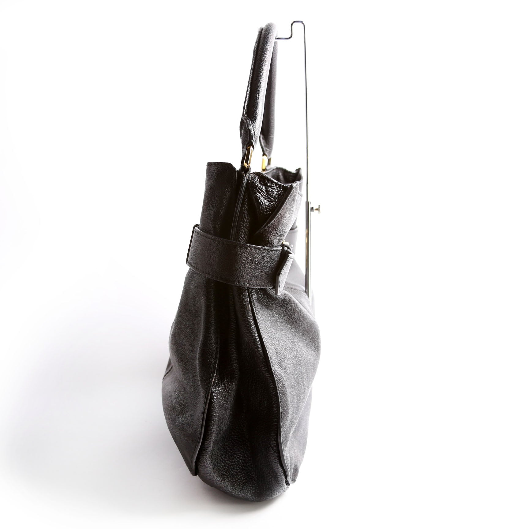 Lambert Leather Belted Hobo Black